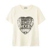 SATUR W Saturday Retro Mood Graphic T-Shirt Vintage White