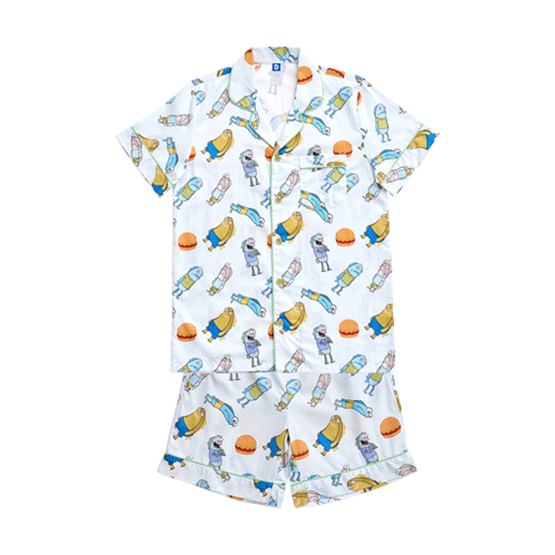 댄꼼마 x 스폰지밥 비키니시티 주민들 반팔 잠옷(DANCOMMA x SpongeBob SquarePants Bikini Bottom Residents Short Sleeve Pajama Set)