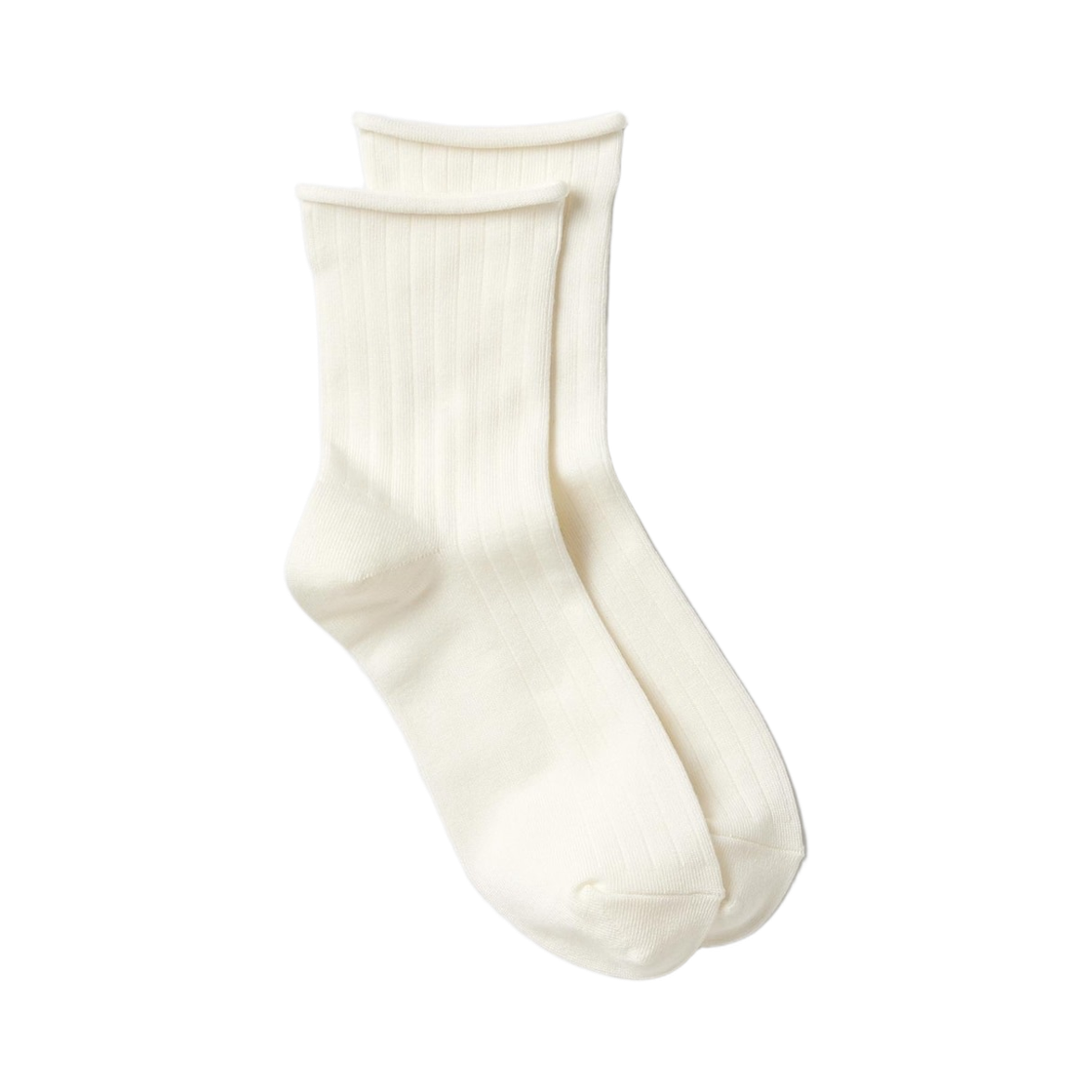 480716-00 (W) Uniqlo Heattech Socks Ribbed Top Roll White