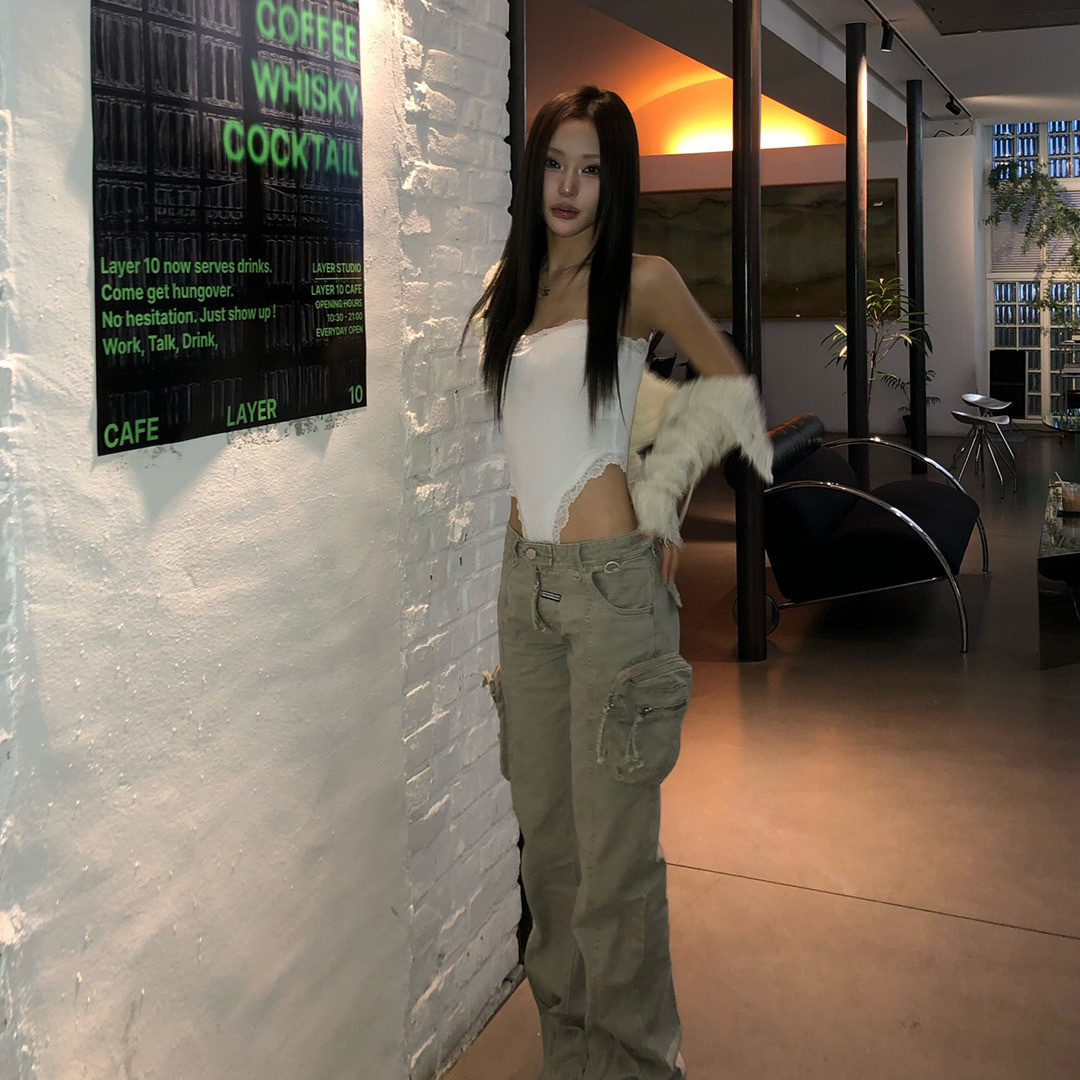 Thevinylhouse Washed Military Cargo Pants Beige 착용 스타일