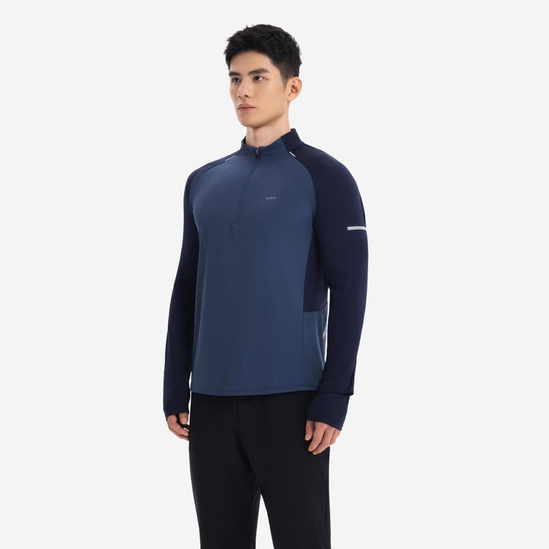 데카트론 남성 하프집 러닝 긴팔 티 런 드라이 500 스틸 블루(DECATHLON Men’s Half-Zip Running Long-Sleeved T-Shirt Run Dry 500 Steel Blue) - 2