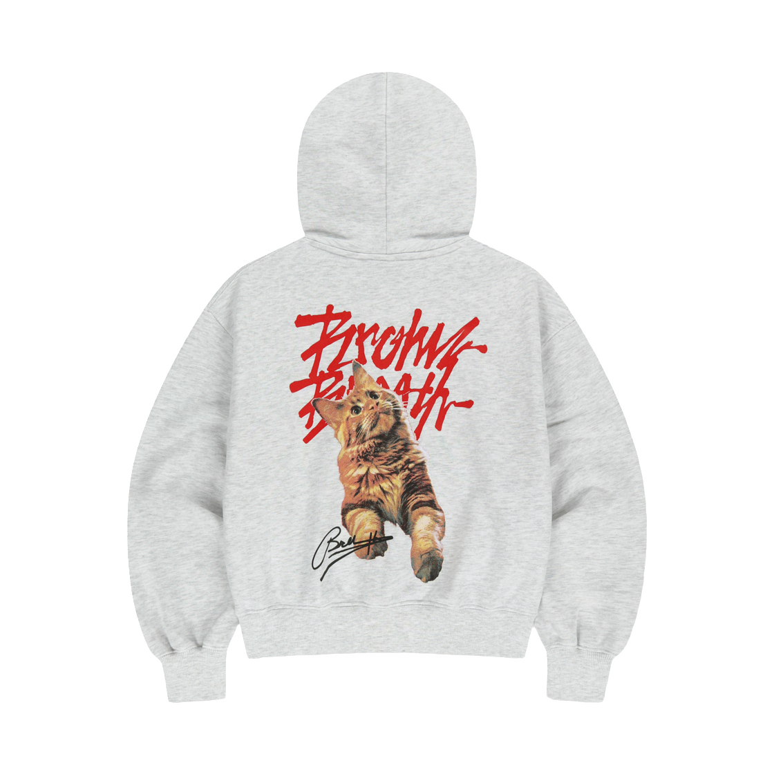 (W) 브라운브레스 크러쉬 태그 키티 후디 애쉬((W) Brownbreath Crush Tag Kitty Hoodie Ash)