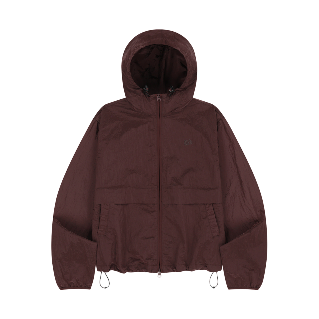 (W) 브라운브레스 태그 하이넥 후디 윈드브레이커 버건디((W) Brownbreath Tag High Neck Hoodie Windbreaker Burgundy)
