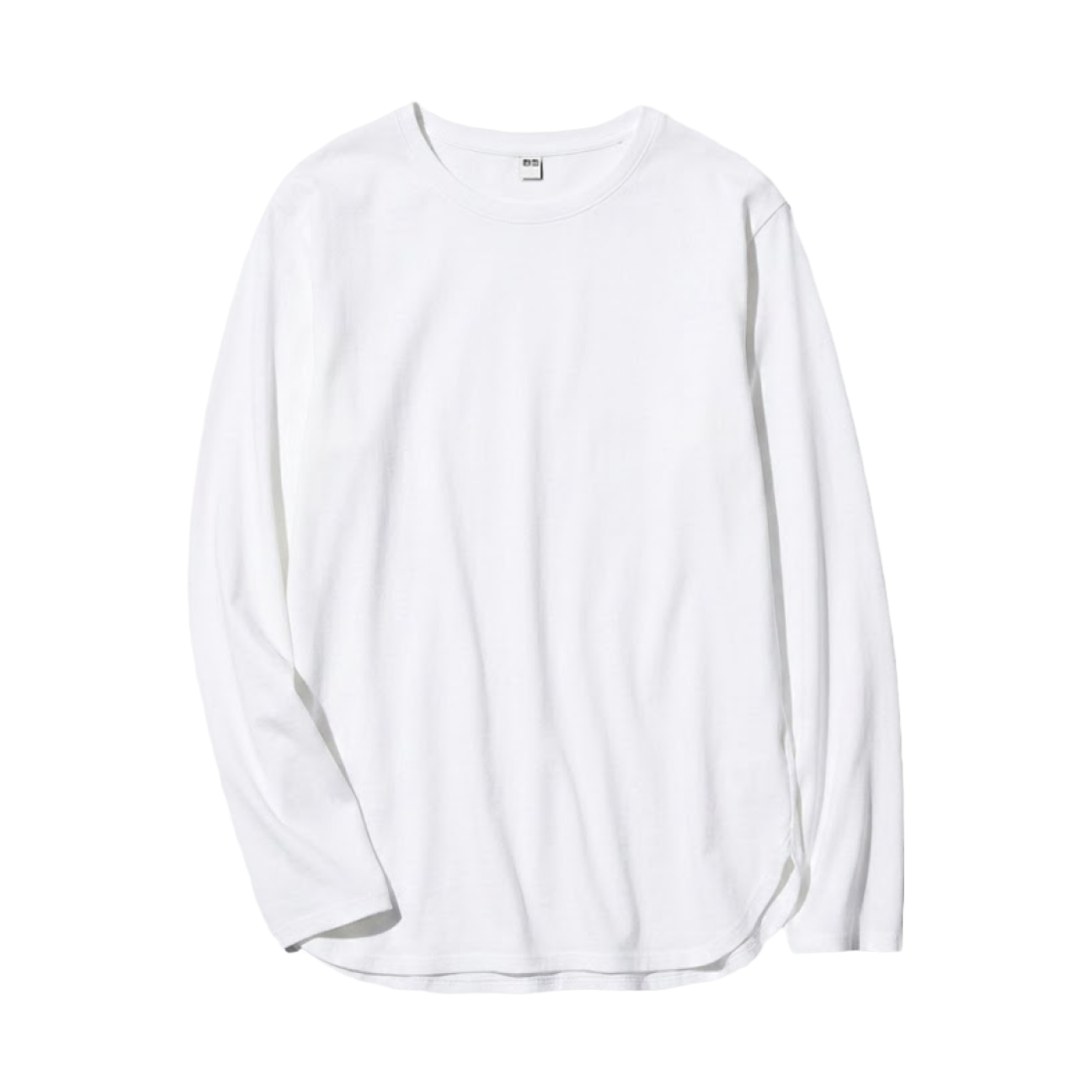 481484-00 (W) Uniqlo Soft Cotton Round Hem Long Sleeve T-Shirt White - JP