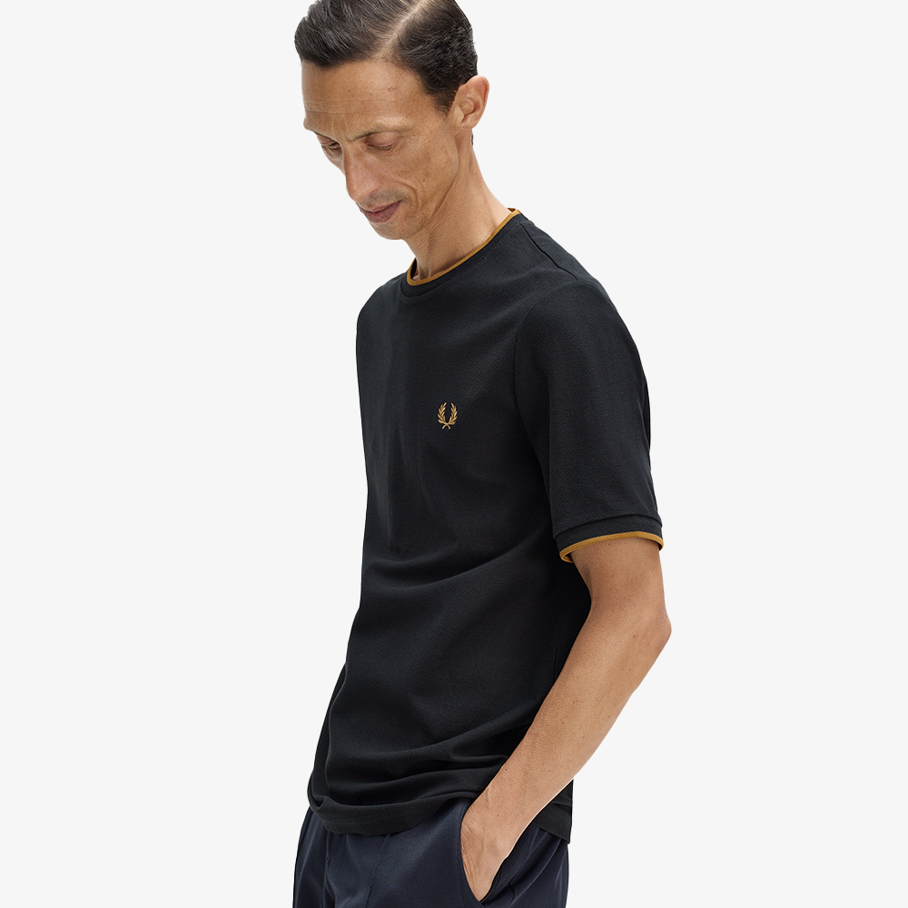 프레드페리 트림 디테일 크레이프 피케 티셔츠 블랙(Fred Perry Trim Detail Crepe Pique T-Shirt Black) - 3