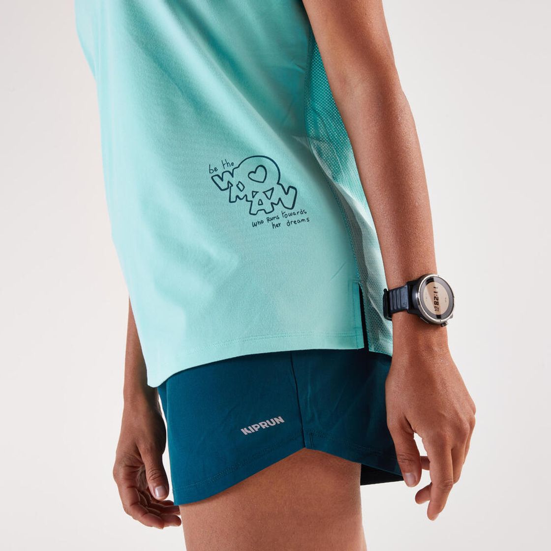 데카트론 여성 러닝 반팔 티 런 드라이 500 라군 블루(DECATHLON Women's Running Short-Sleeved T-Shirt Run Dry 500 Lagoon Blue) - 6