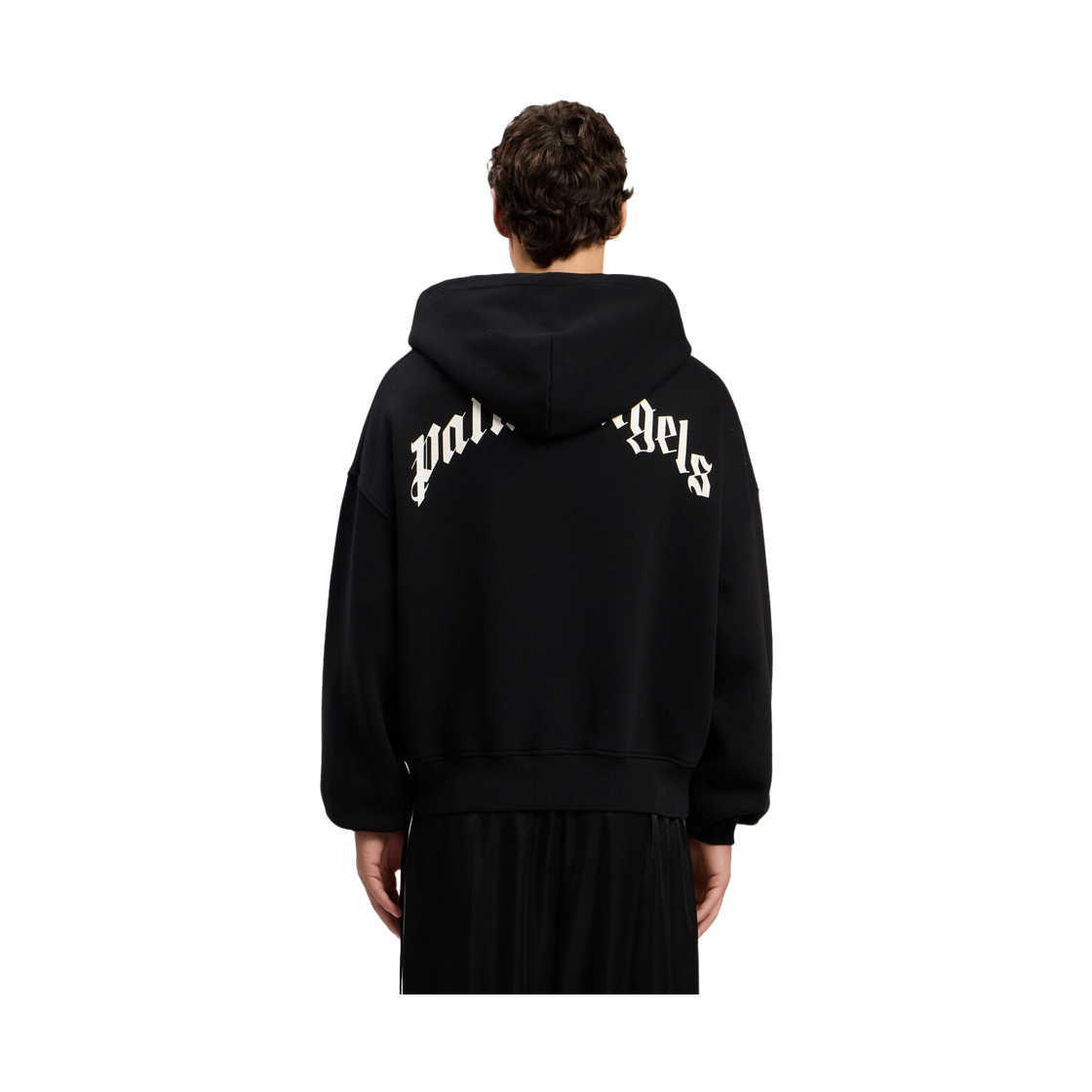 팜엔젤스 백 커브드 로고 집업 후디 - 블랙 오프 화이트(Palm Angels Back Curved Logo Zip Hoodie - Black Off White) - 4