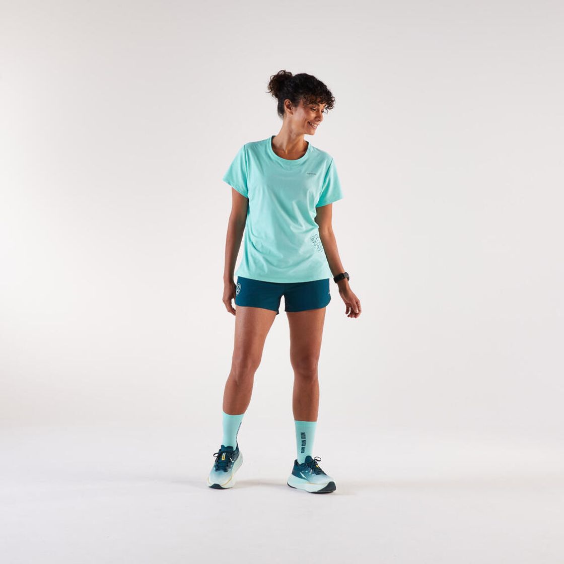 데카트론 여성 러닝 반팔 티 런 드라이 500 라군 블루(DECATHLON Women's Running Short-Sleeved T-Shirt Run Dry 500 Lagoon Blue) - 3