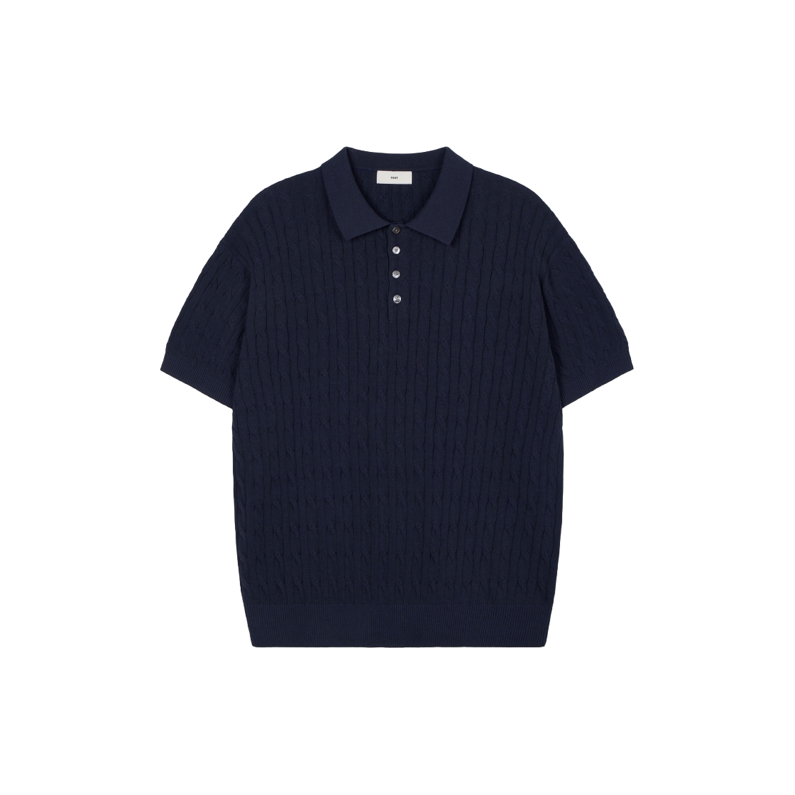 티엔지티 케이블 폴로 워셔블 니트 네이비(TNGT Cable Polo Washable Knit Navy)