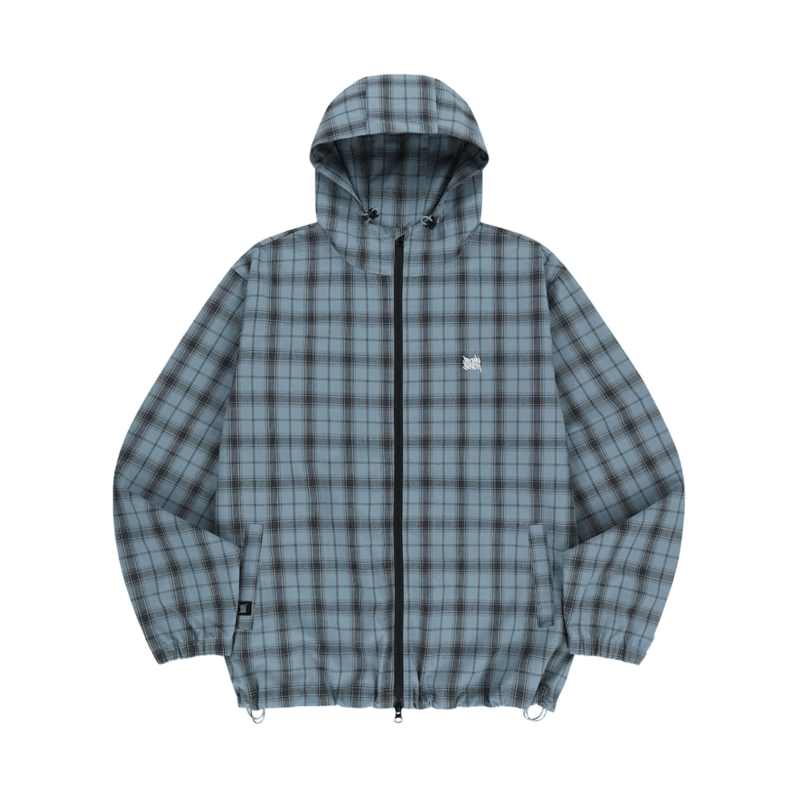 BLMMJK007BL Brownbreath Check Tag Hood Zip Up Shirts Blue