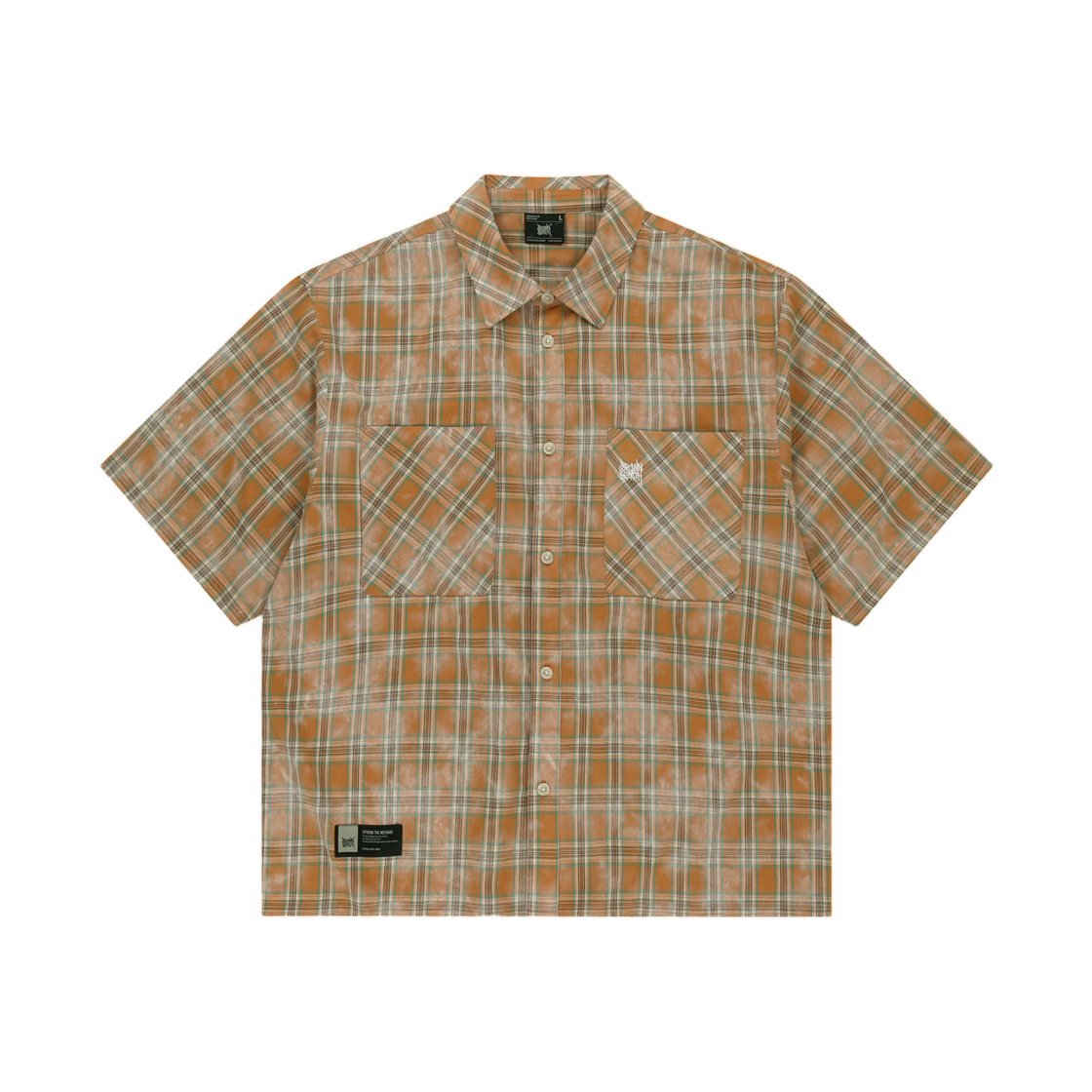 BLMMSS003OR Brownbreath Check Tag Shirts Orange
