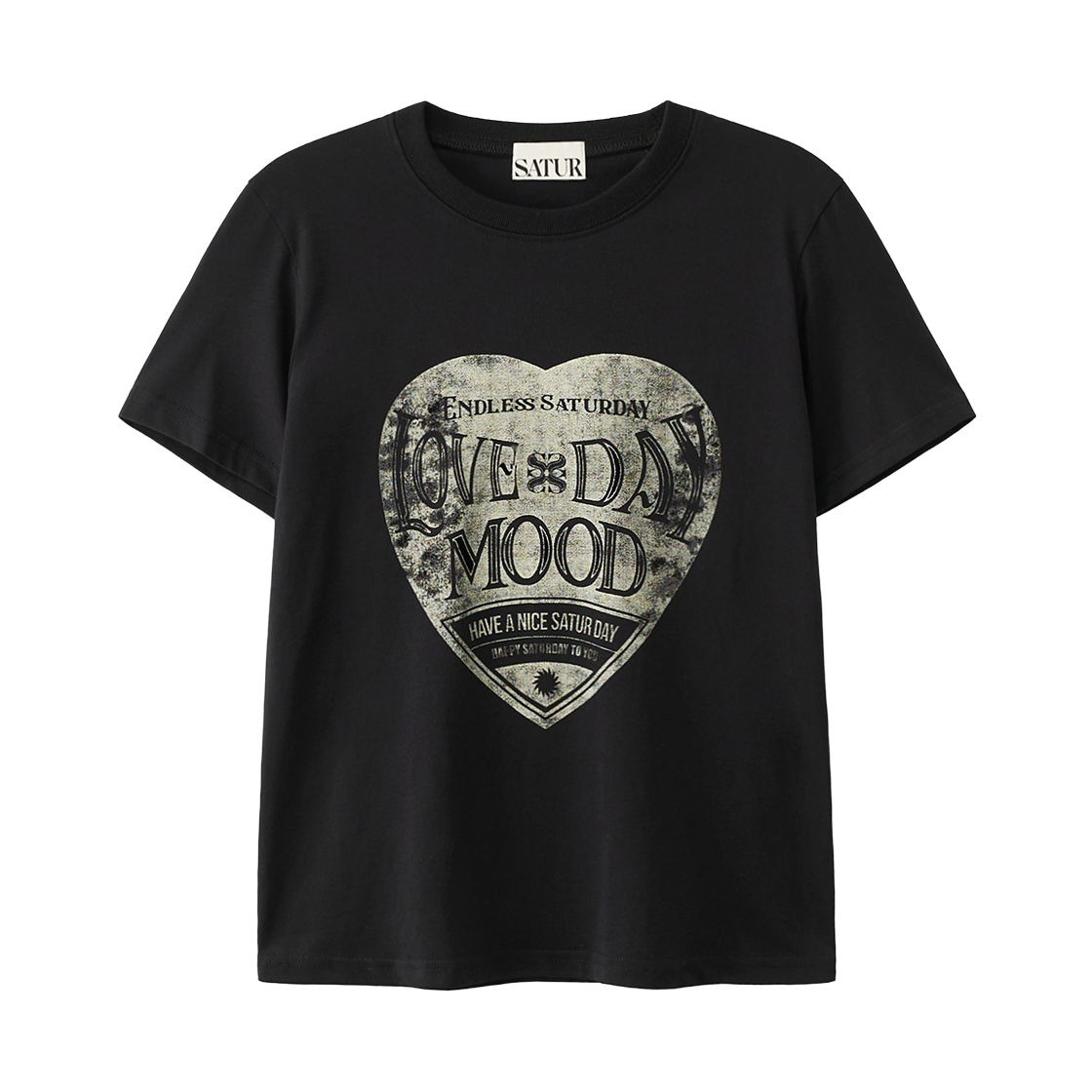 세터 우먼 세터데이 레트로 무드 그래픽 반팔 티셔츠 빈티지 블랙