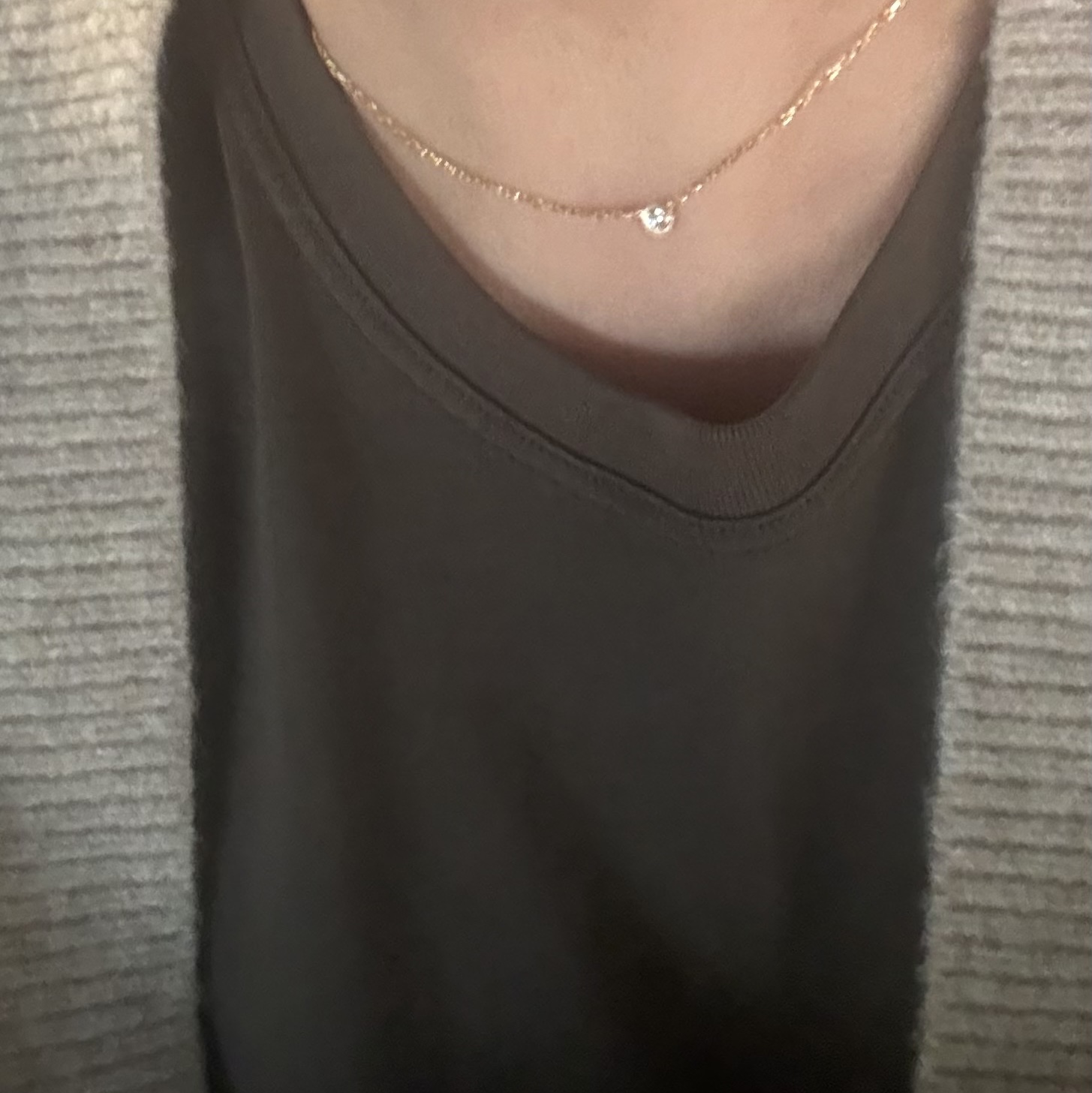 (W) Cartier D'Amour Necklace Small Yellow Gold Diamond 착용 스타일