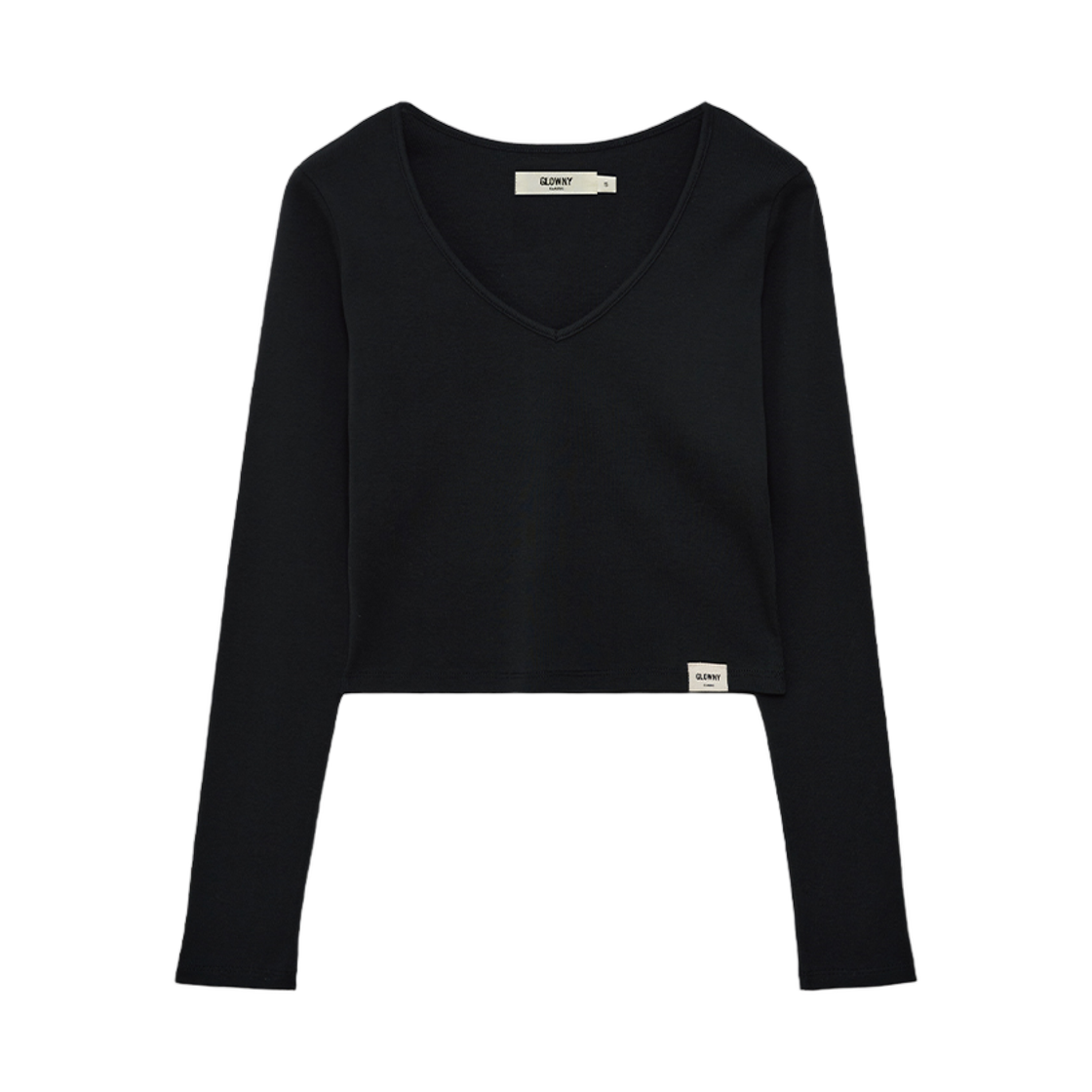 (W) 글로니 G 클래식 브이넥 롱슬리브 블랙((W) Glowny G Classic V-Neck Long Sleeve Black) - 1
