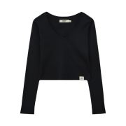 (W) Glowny G Classic V-Neck Long Sleeve Black