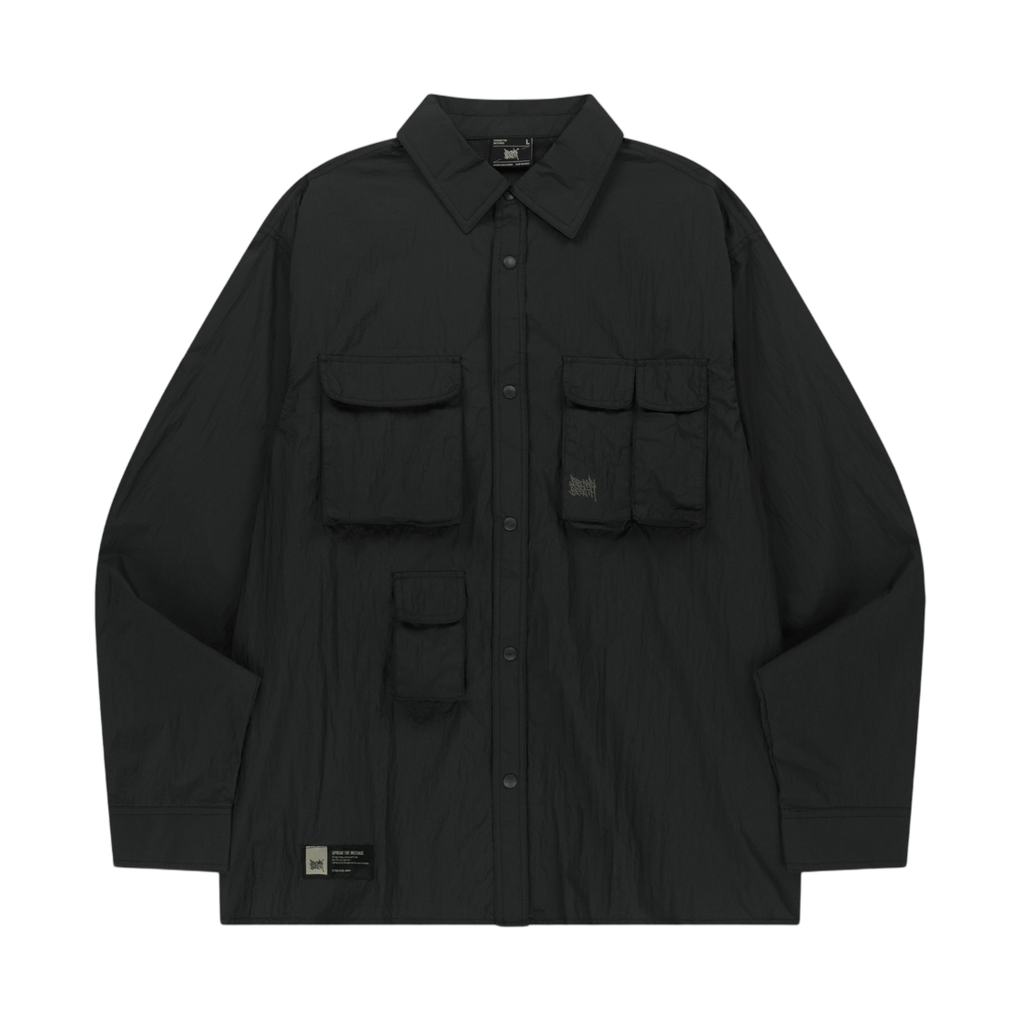 BLMMSH002BK Brownbreath Multi Pocket Utility Shirts Black