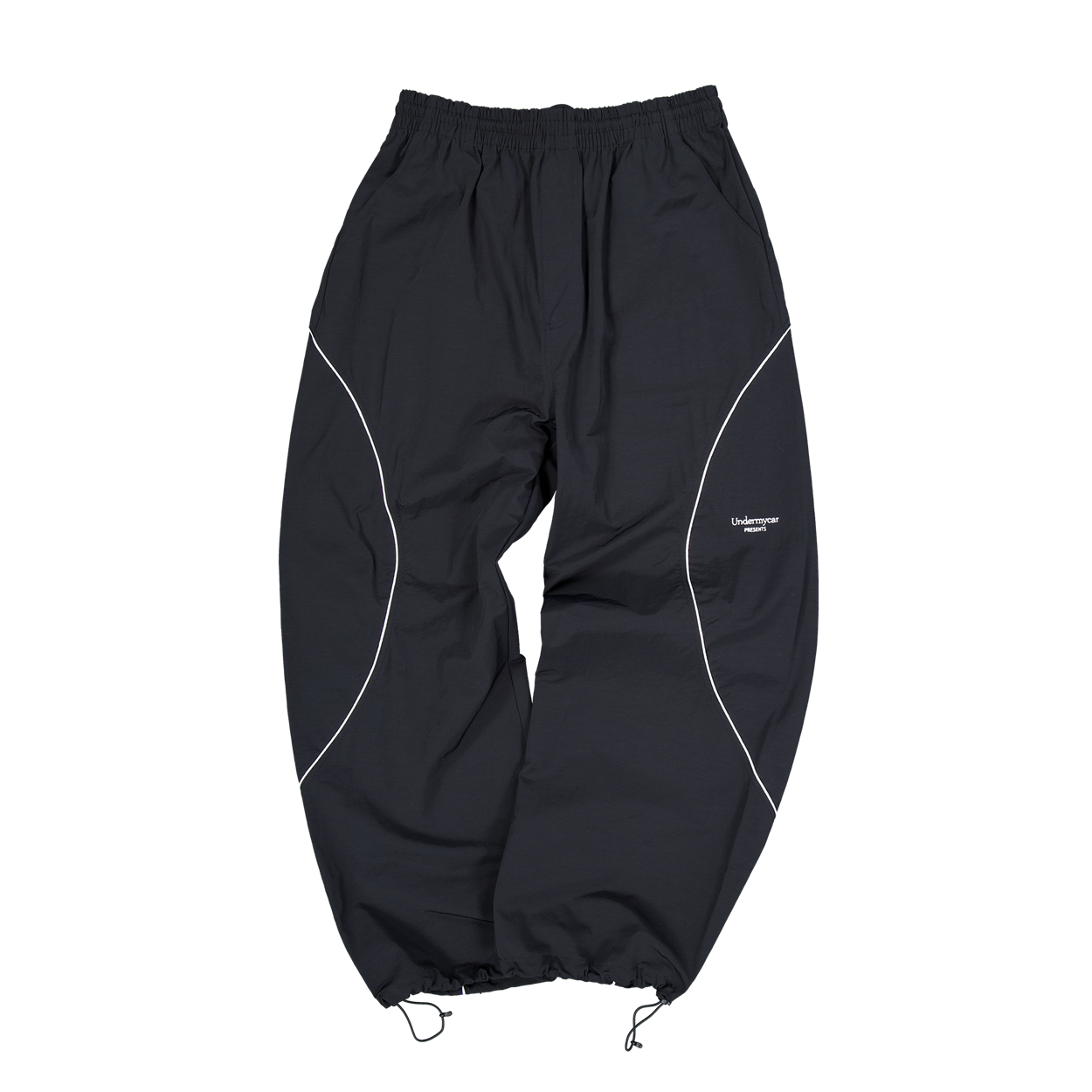 언더마이카 무.180 클래식 로고 파이핑 커브 라인 트랙 팬츠 블랙(Undermycar Mu.180 Classic Logo Piping Curve Line Track Pants Black) - 3