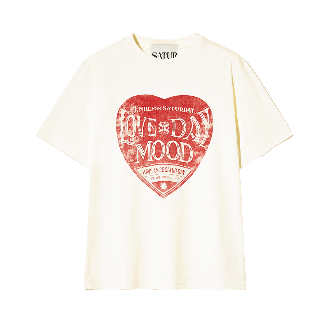 세터 세터데이 레트로 무드 그래픽 반팔 티셔츠 빈티지 레드