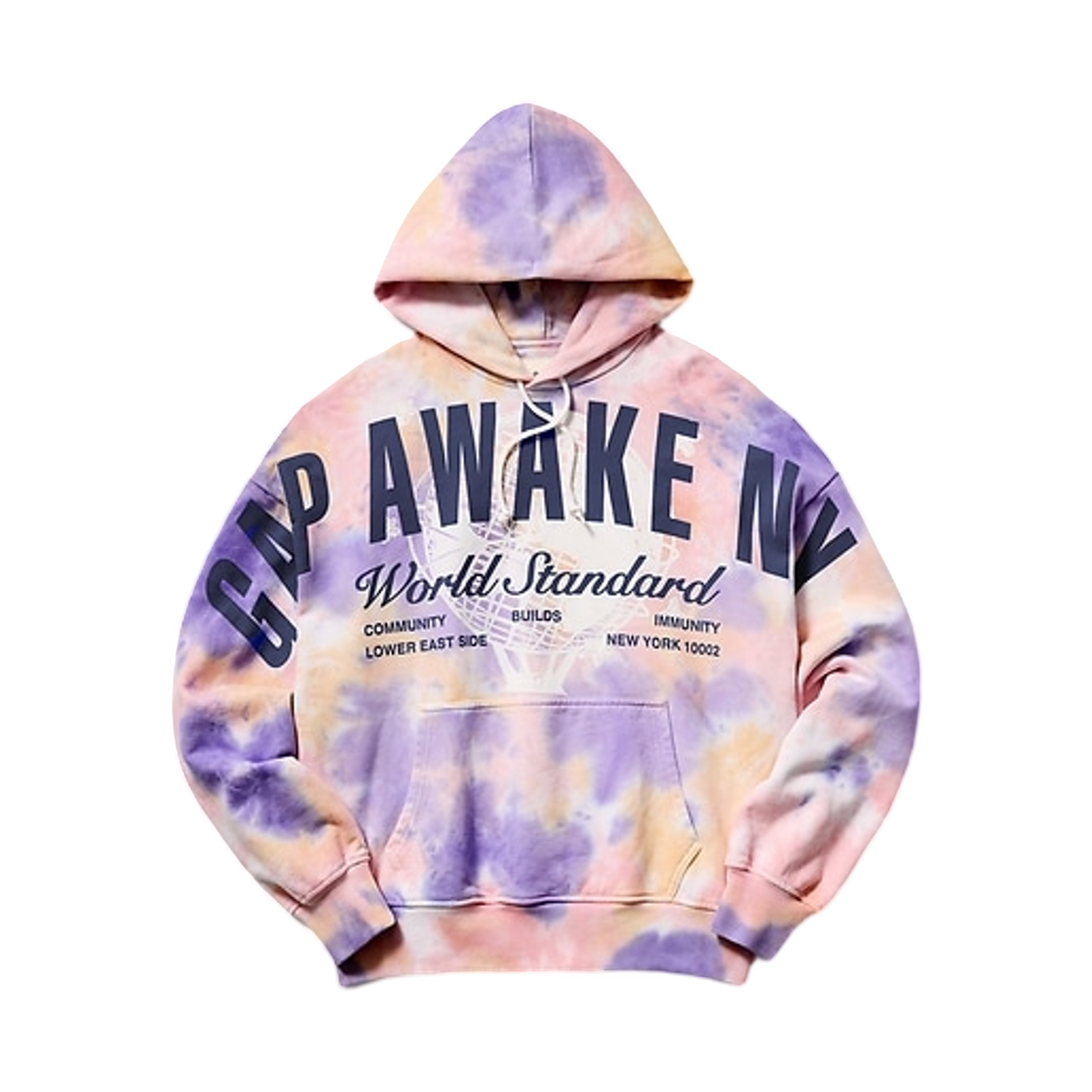 (W) 갭 x 어웨이크 NY 헤비웨이트 오버사이즈 로고 후드 타이 다이((W) Gap x Awake NY Heavyweight Oversized Logo Hoodie Tie Dye) - 1