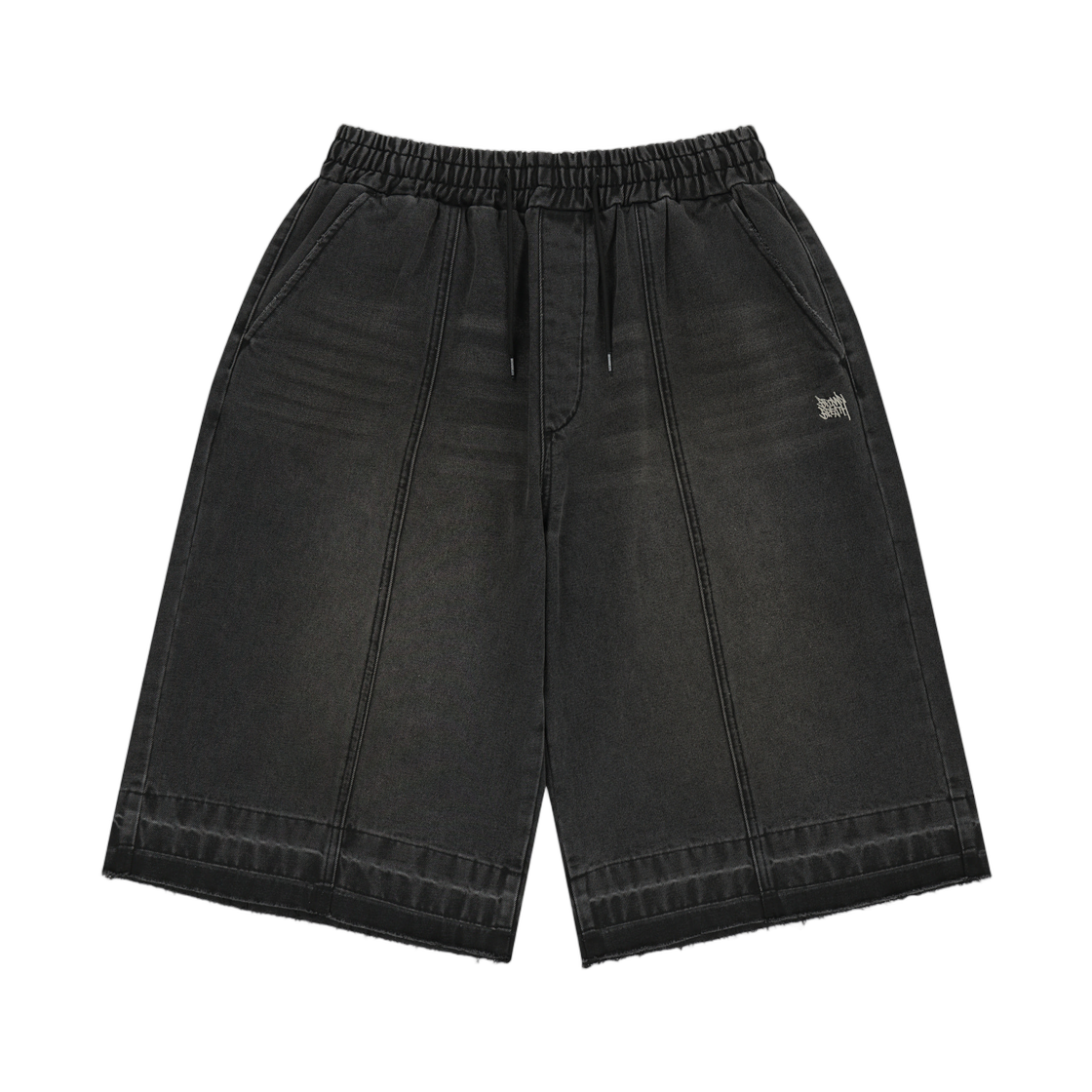BLMMPAB01BK Brownbreath Washed Banding Bermuda Pants Black