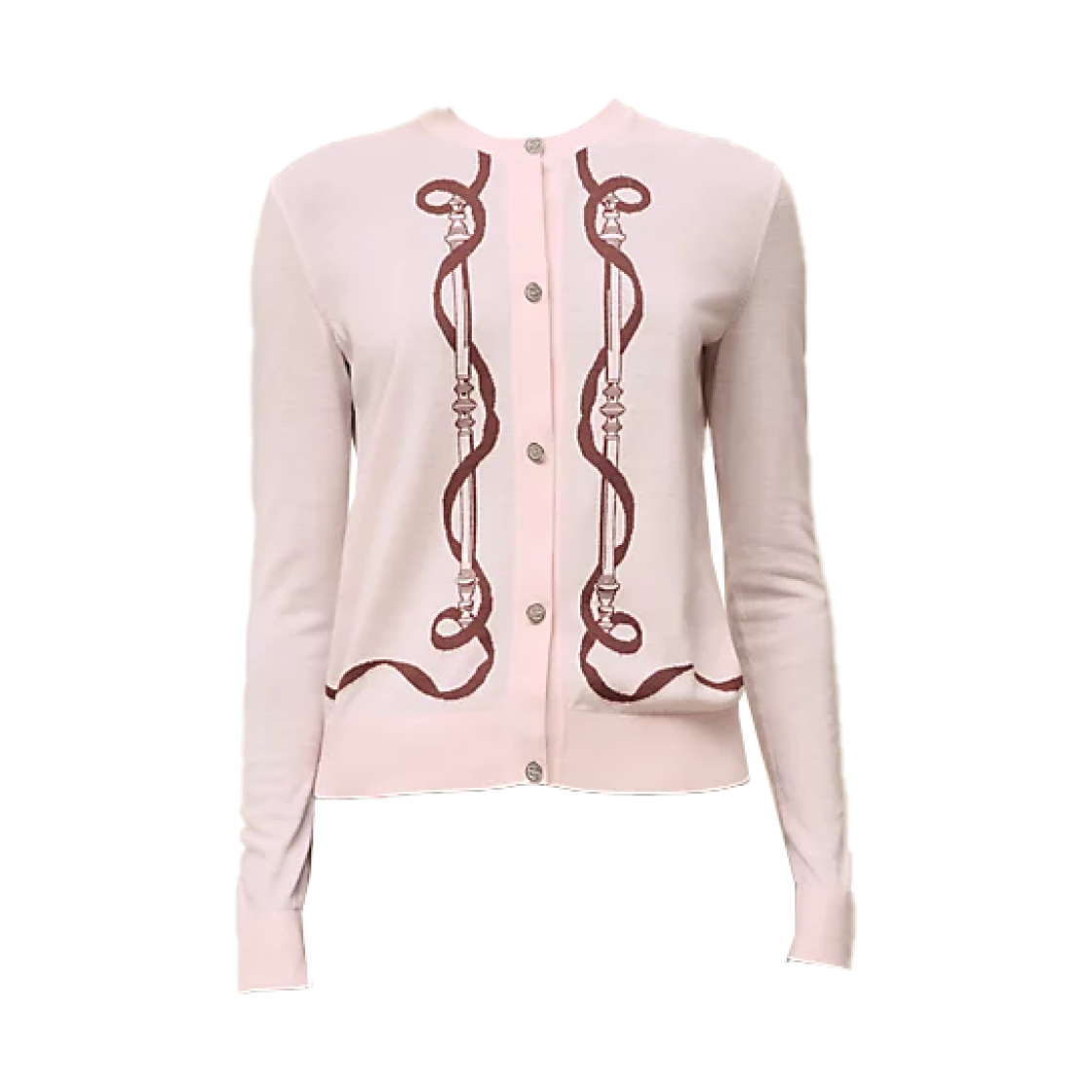 (W) 에르메스 페로느리 롱 슬리브 가디건 로즈 오팔린((W) Hermes Ferronnerie Long-Sleeve Cardigan Berpin Rose Opaline)