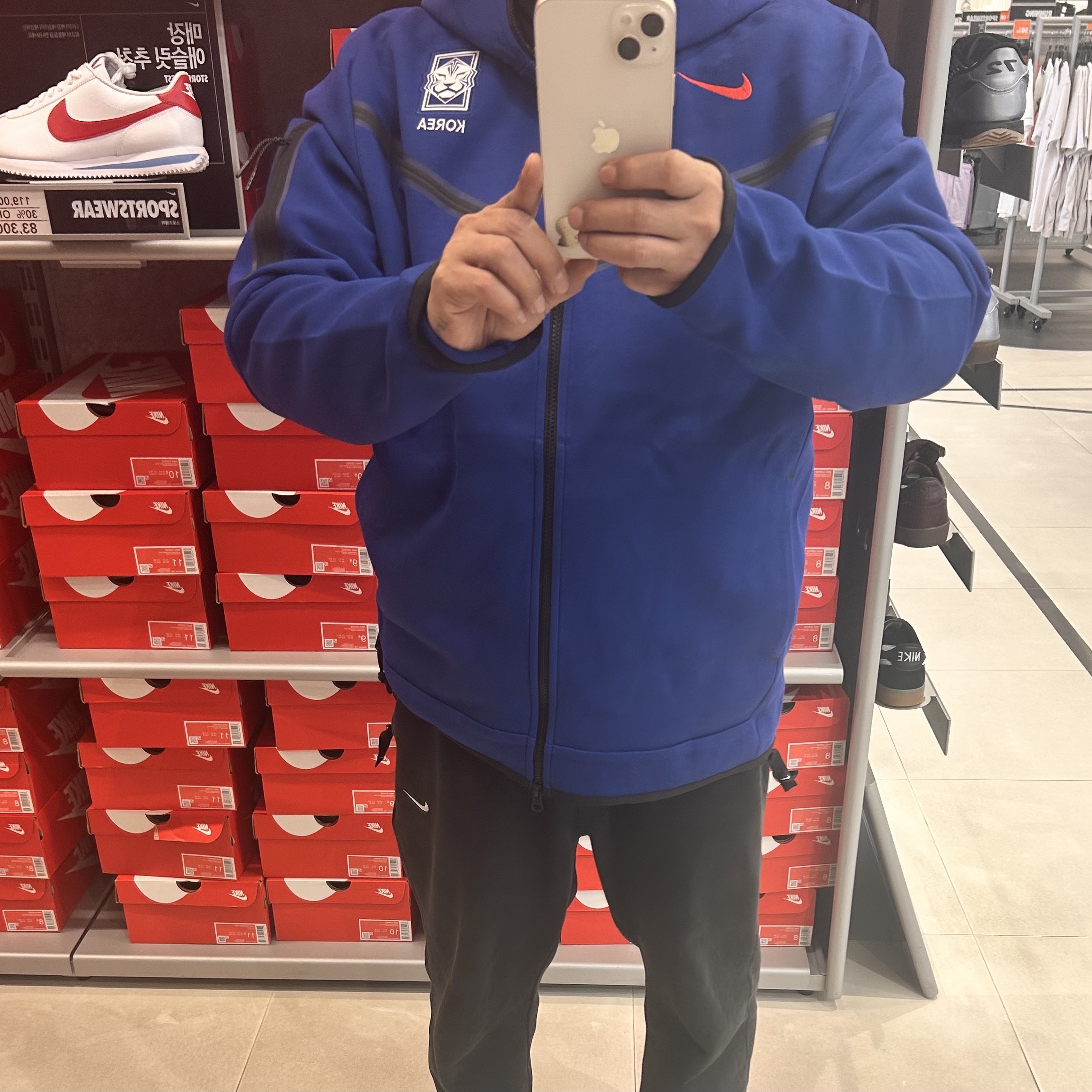 Nike Korea Tech Soccer Fleece Full-Zip Hoodie Global Blue Black - Asia 착용 스타일