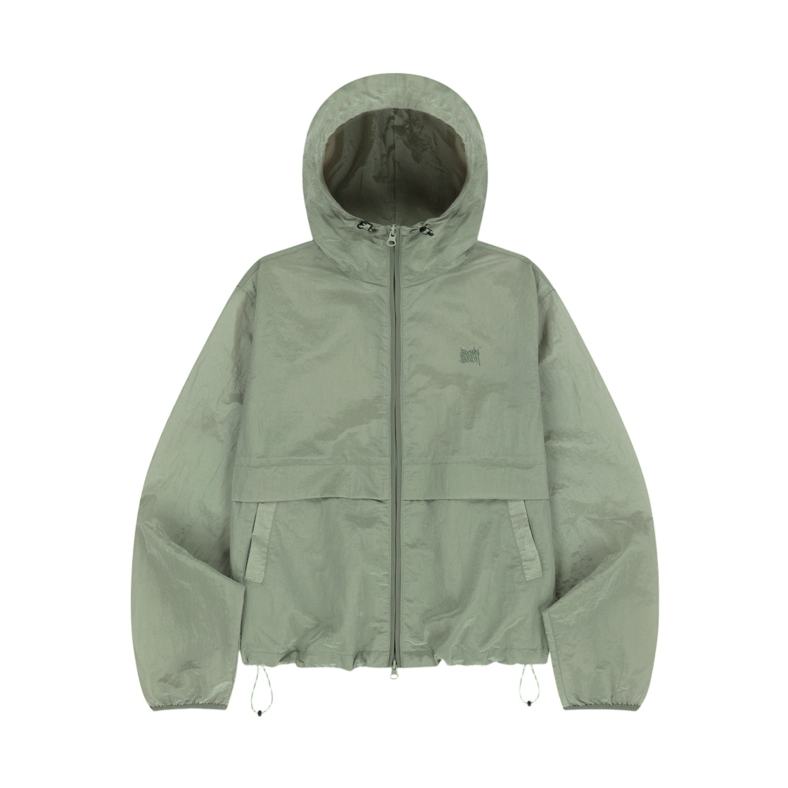 (W) 브라운브레스 태그 하이넥 후디 윈드브레이커 라이트 카키((W) Brownbreath Tag High Neck Hoodie Windbreaker Light Khaki)