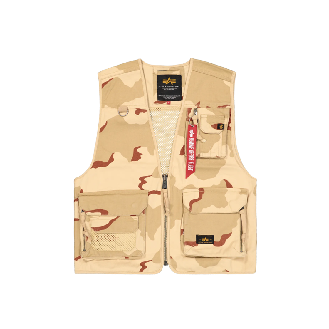 알파 인더스트리 메쉬 유틸리티 베스트 카모 데저트 카모 91(ALPHA INDUSTRIES Mesh Utility Vest Camo Desert Camo 91)