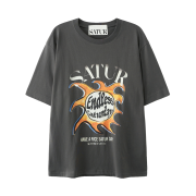SATUR Sun Retro Graphic T-Shirt Retro Charcoal