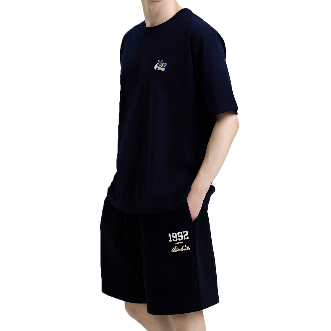 댄꼼마 X 짱구 1992 트레이닝 반바지 (네이비)(DANCOMMA x Crayon Shin-chan 1992 Sweat Shorts (Navy)) - 5