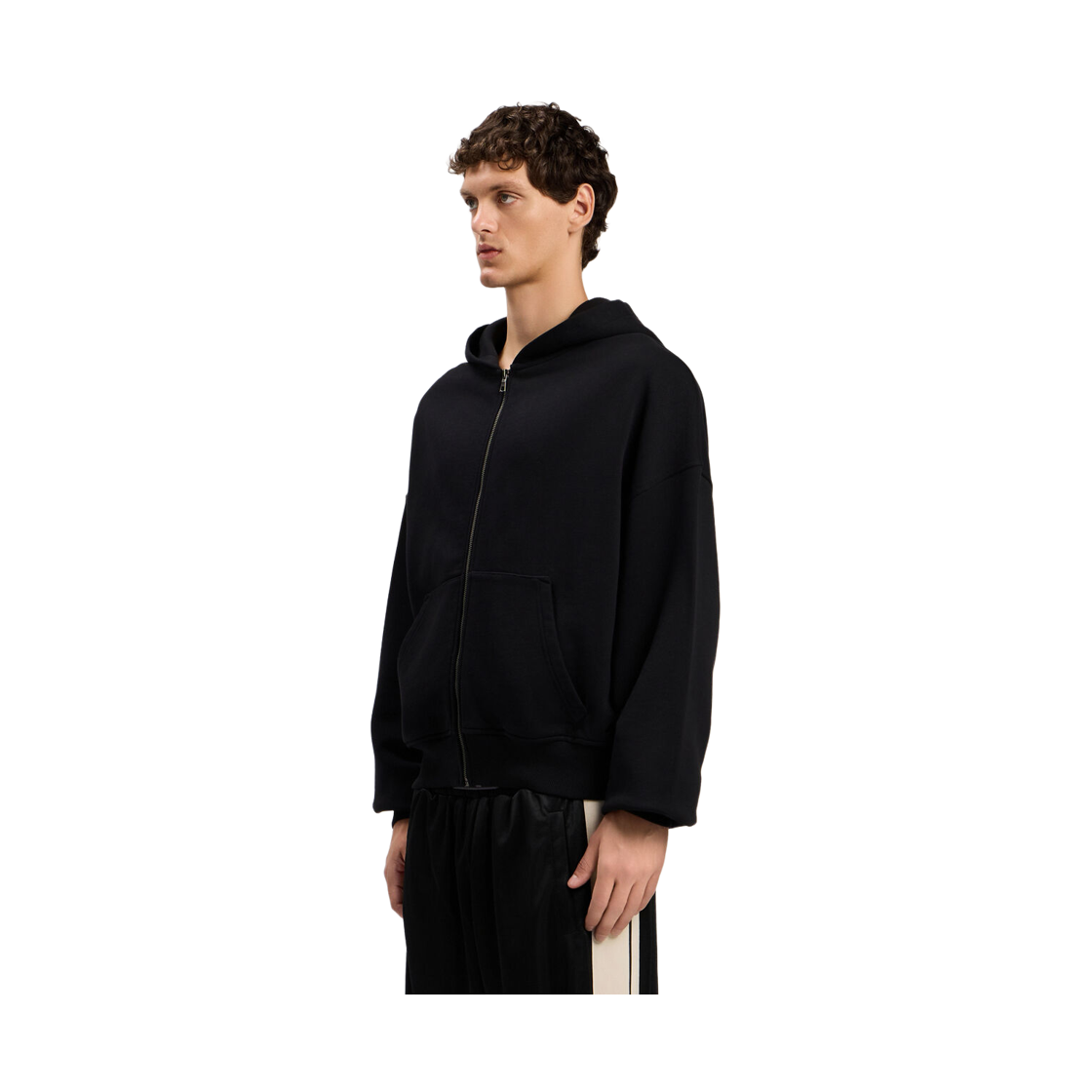 팜엔젤스 백 커브드 로고 집업 후디 - 블랙 오프 화이트(Palm Angels Back Curved Logo Zip Hoodie - Black Off White) - 3