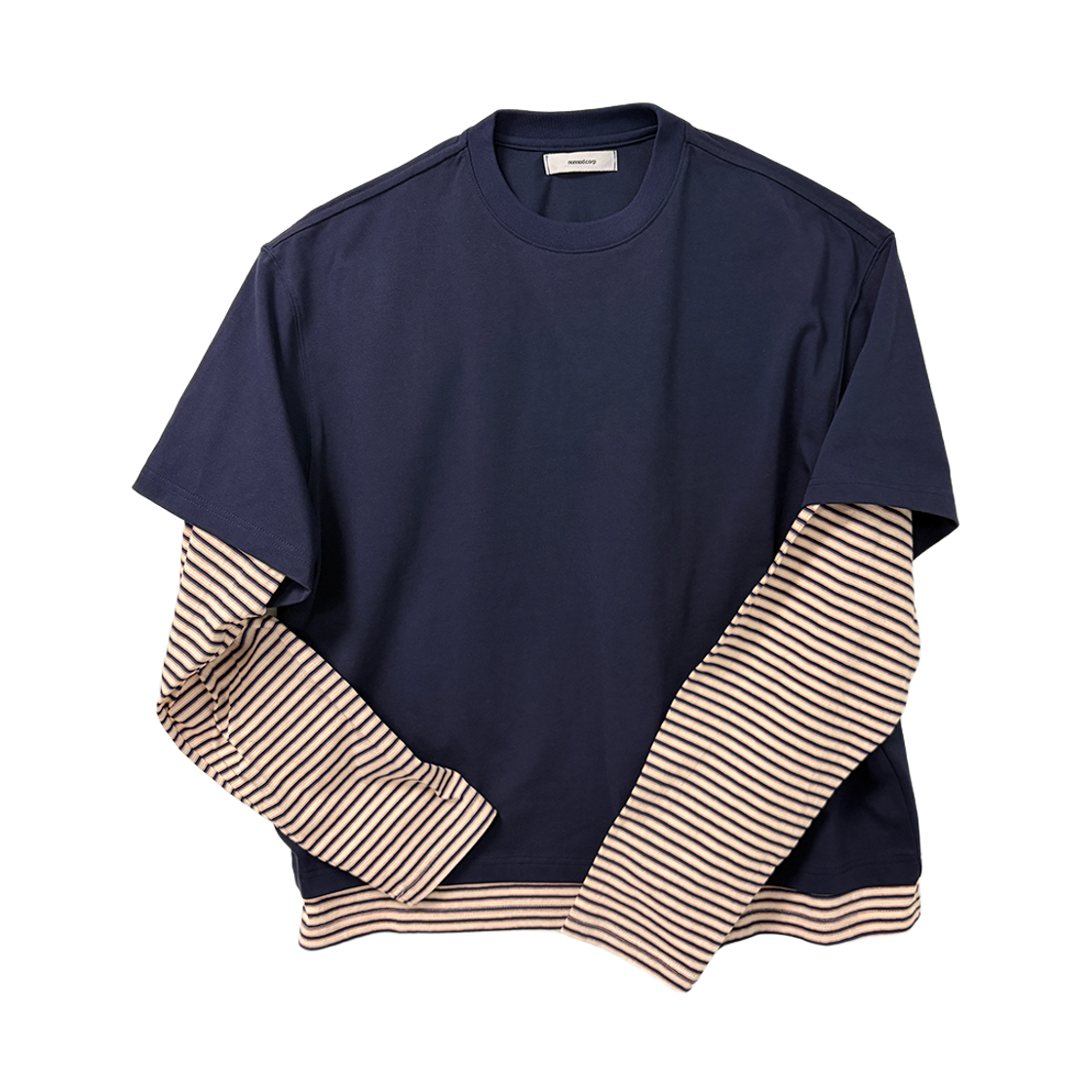 논노드 레이어드 티셔츠 네이비(Nonnod Layered T-Shirts Navy)