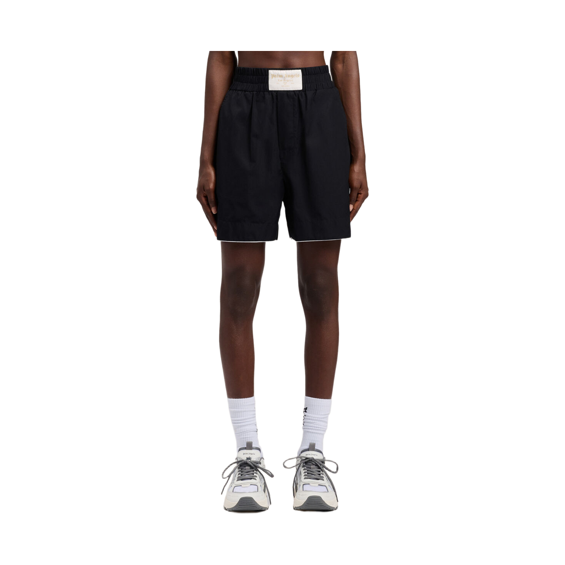 팜엔젤스 커브드 로고 레귤러 쇼츠 - 블랙 오프 화이트(Palm Angels Curved Logo Regular Shorts - Black Off White) - 2