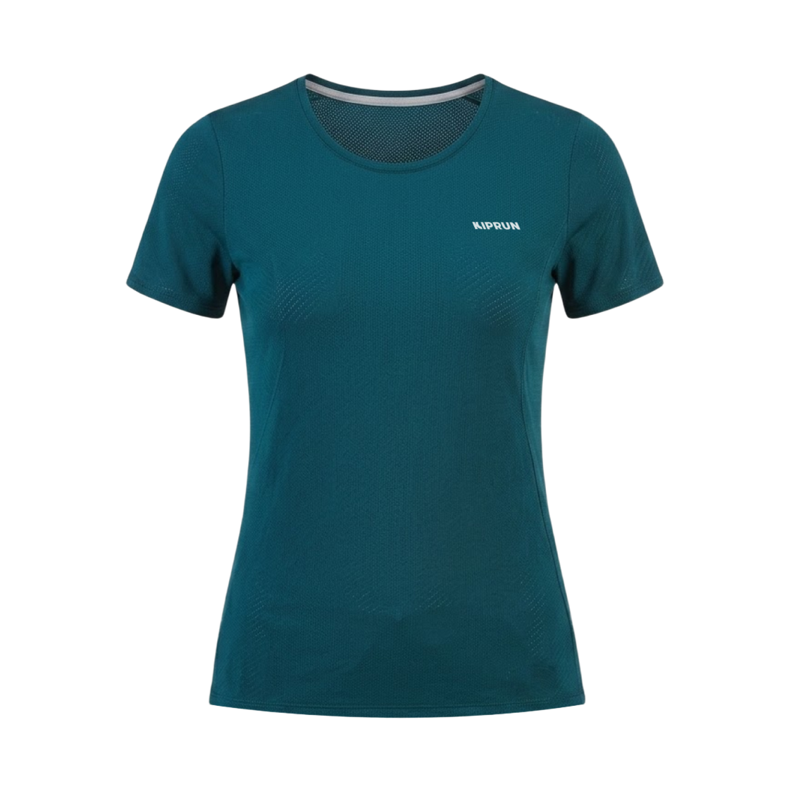 8947428 DECATHLON Women's Running Seamless Short-Sleeved T-Shirt Run Comfort 500 Abyss Blue