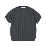 Knitted Shelron Cooling Single Crop Henly-Neck Knit Charcoal