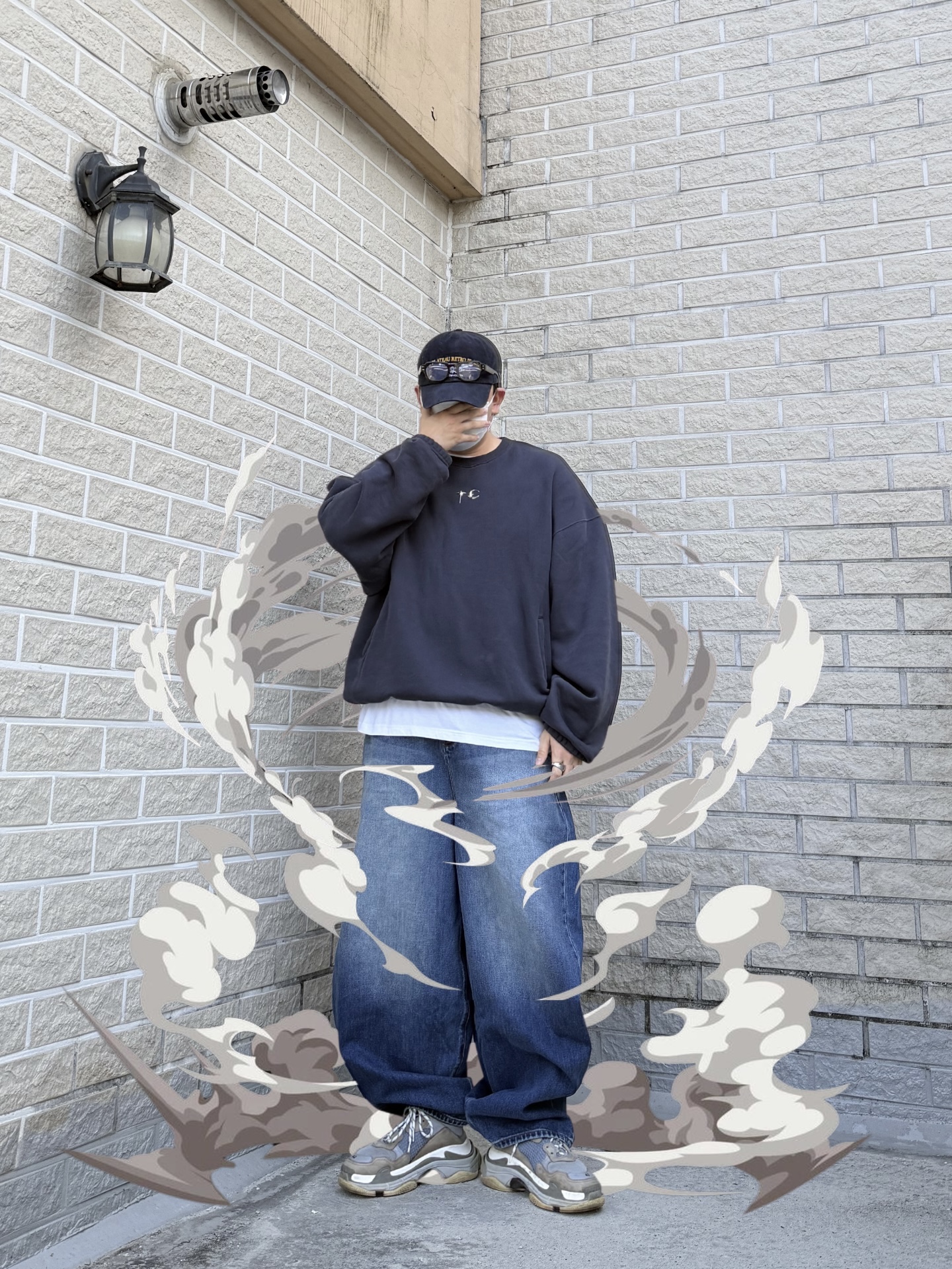 Thug Club War Survivor Navy, Balenciaga Triple S Grey 2018 착용 스타일 - 2
