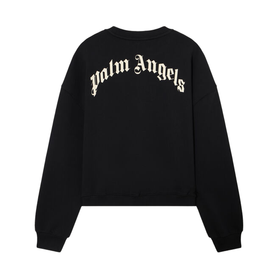 팜엔젤스 커브드 로고 루즈 크롭 크루 - 블랙 토푸(Palm Angels Curved Logo Loose Crop Crew - Black Tofu) - 2