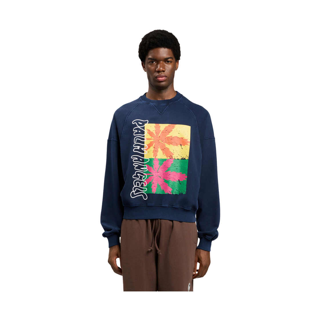팜엔젤스 팜 리프 레글런 루즈 크루 - 네이비 블루 멀티컬러(Palm Angels Palm Leaf Raglan Loose Crew - Navy Blue Multicolor) - 2