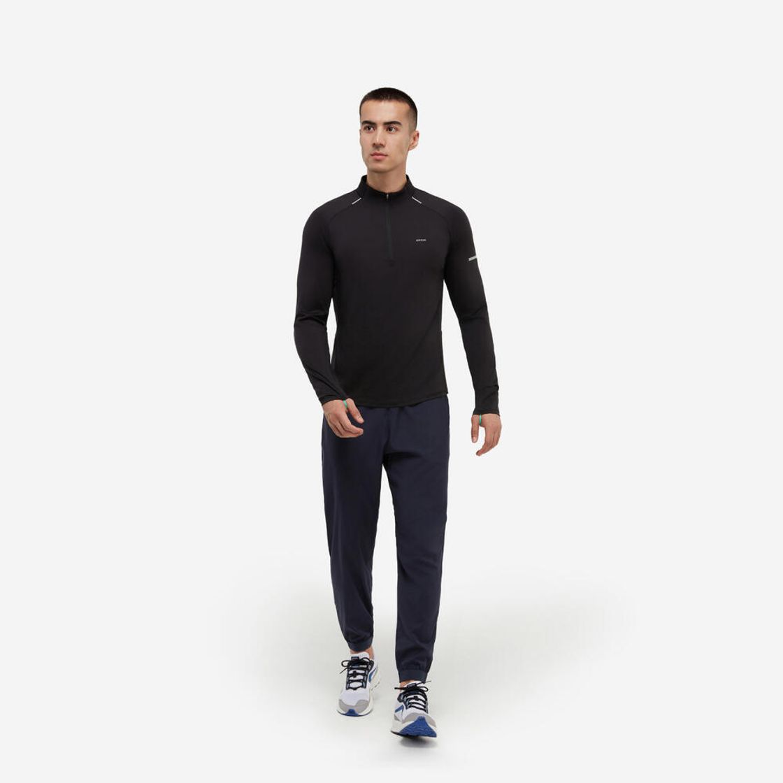데카트론 남성 하프집 러닝 긴팔 티 런 드라이 500 스모크 블랙(DECATHLON Men's Half-Zip Running Long-Sleeved T-Shirt Run Dry 500 Smoke Black) - 3
