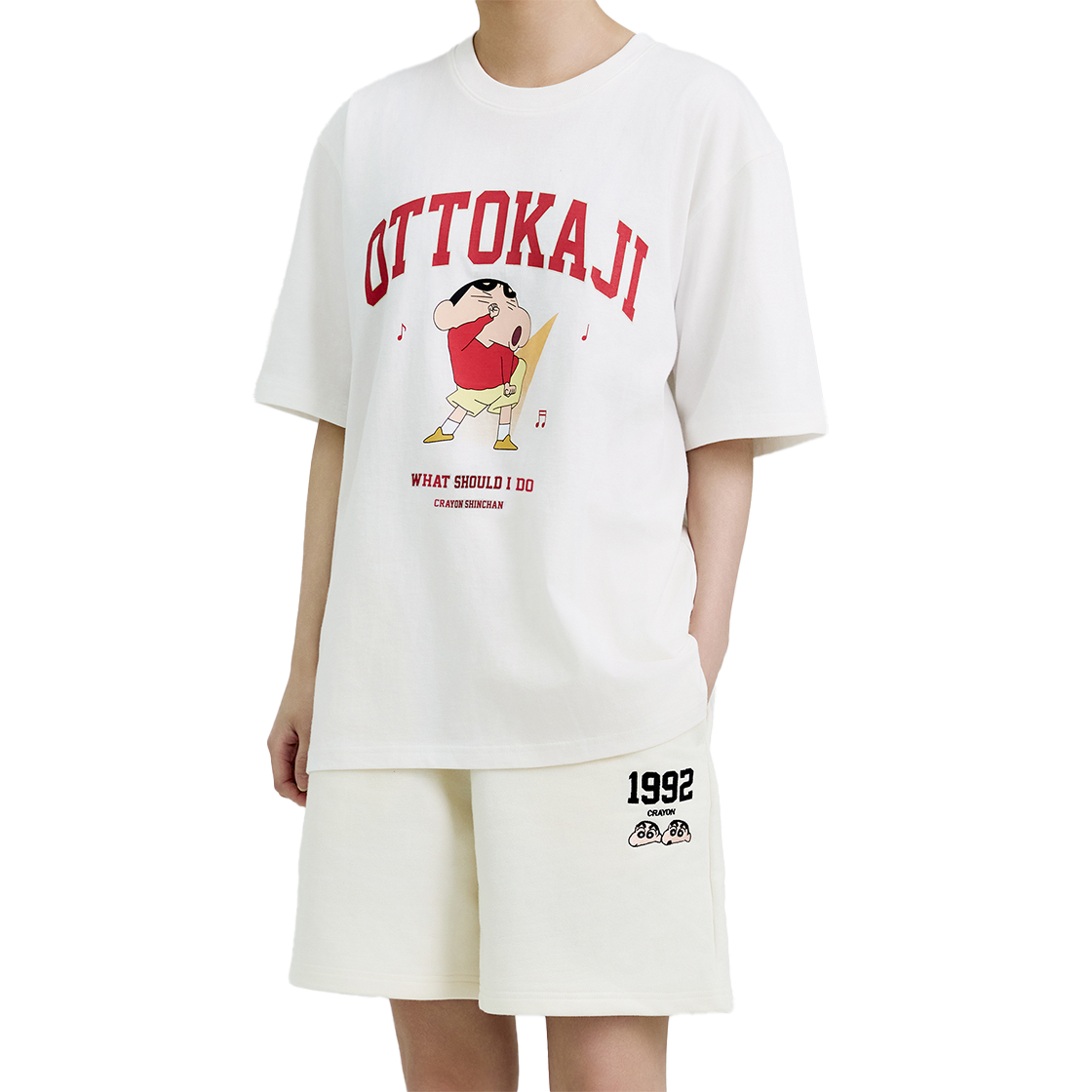 댄꼼마 X 짱구 1992 트레이닝 반바지 (크림)(DANCOMMA x Crayon Shin-chan 1992 Sweat Shorts (Cream)) - 5
