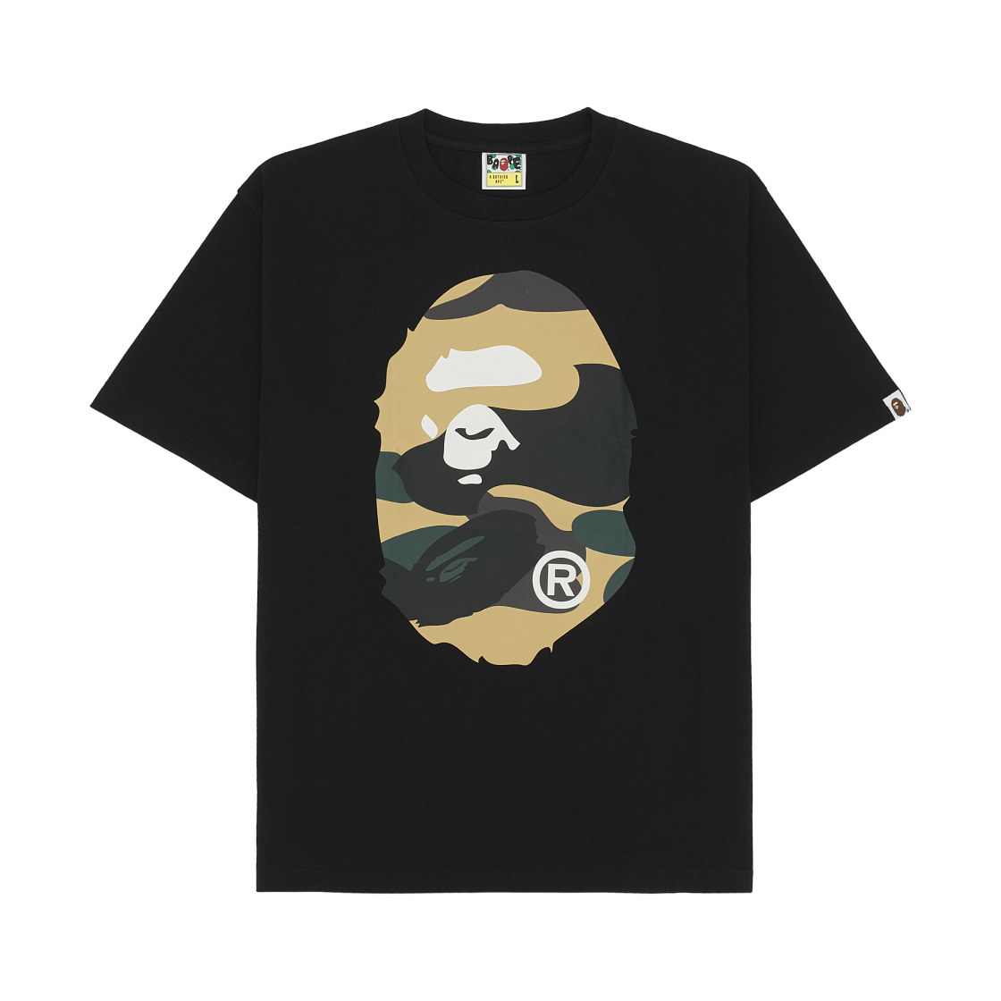 베이프 자이언트 퍼스트 카모 빅 에이프 헤드 티셔츠 블랙 옐로우(BAPE Giant 1st Camo Big Ape Head T-Shirt Black Yellow) - 1