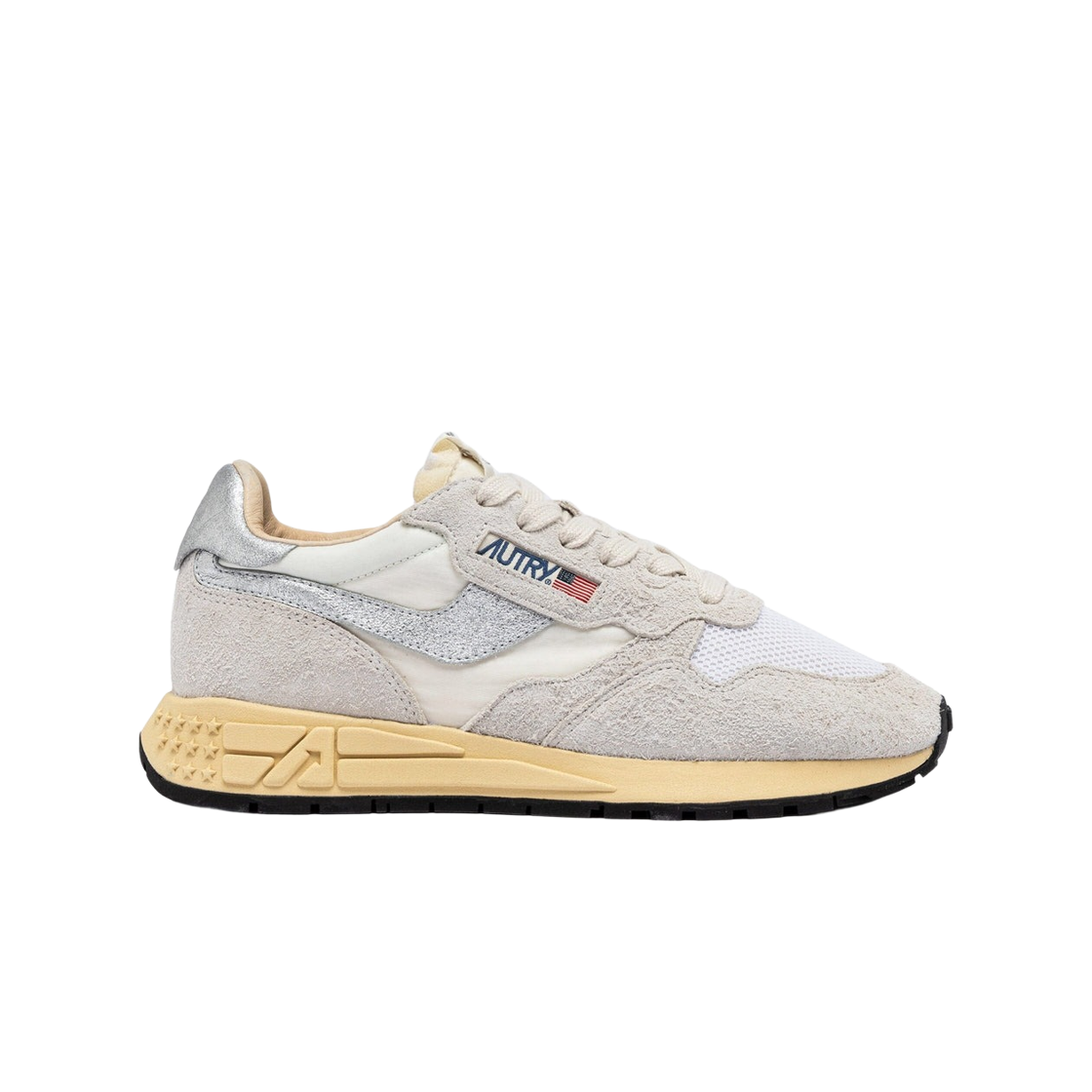 WWLW-MU01 (W) Autry Reelwind Sneakers in Nylon and Suede White Silver