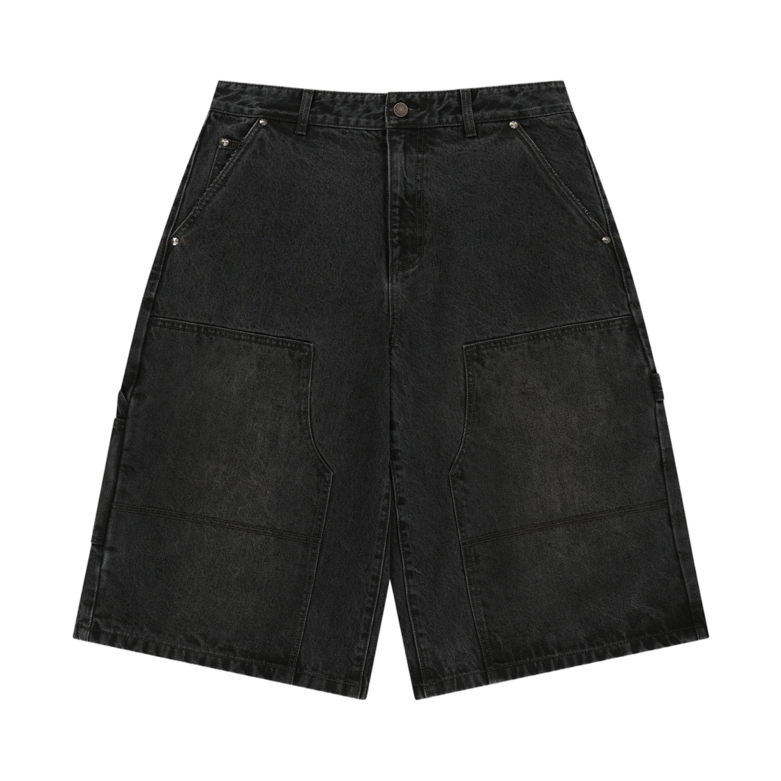 BLMMPA002BK Brownbreath Double Knee Denim Shorts Black