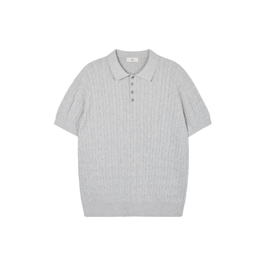 티엔지티 케이블 폴로 워셔블 니트 멜란지그레이(TNGT Cable Polo Washable Knit Melange Grey)