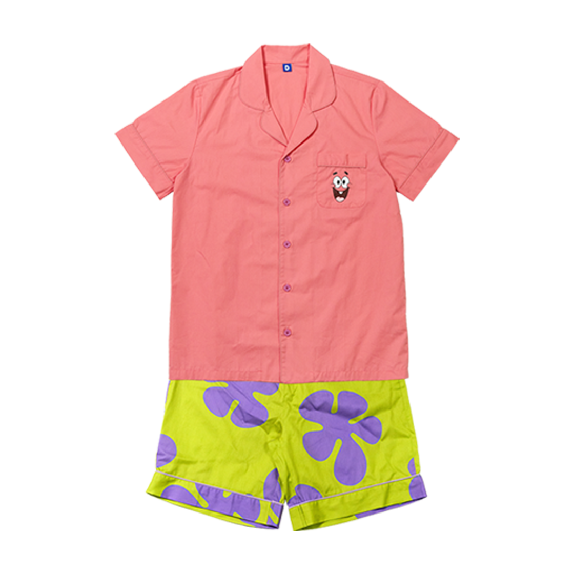 댄꼼마 x 스폰지밥 뚱이 반팔 잠옷(DANCOMMA x SpongeBob SquarePants Patrick Star Short Sleeve Pajama Set)