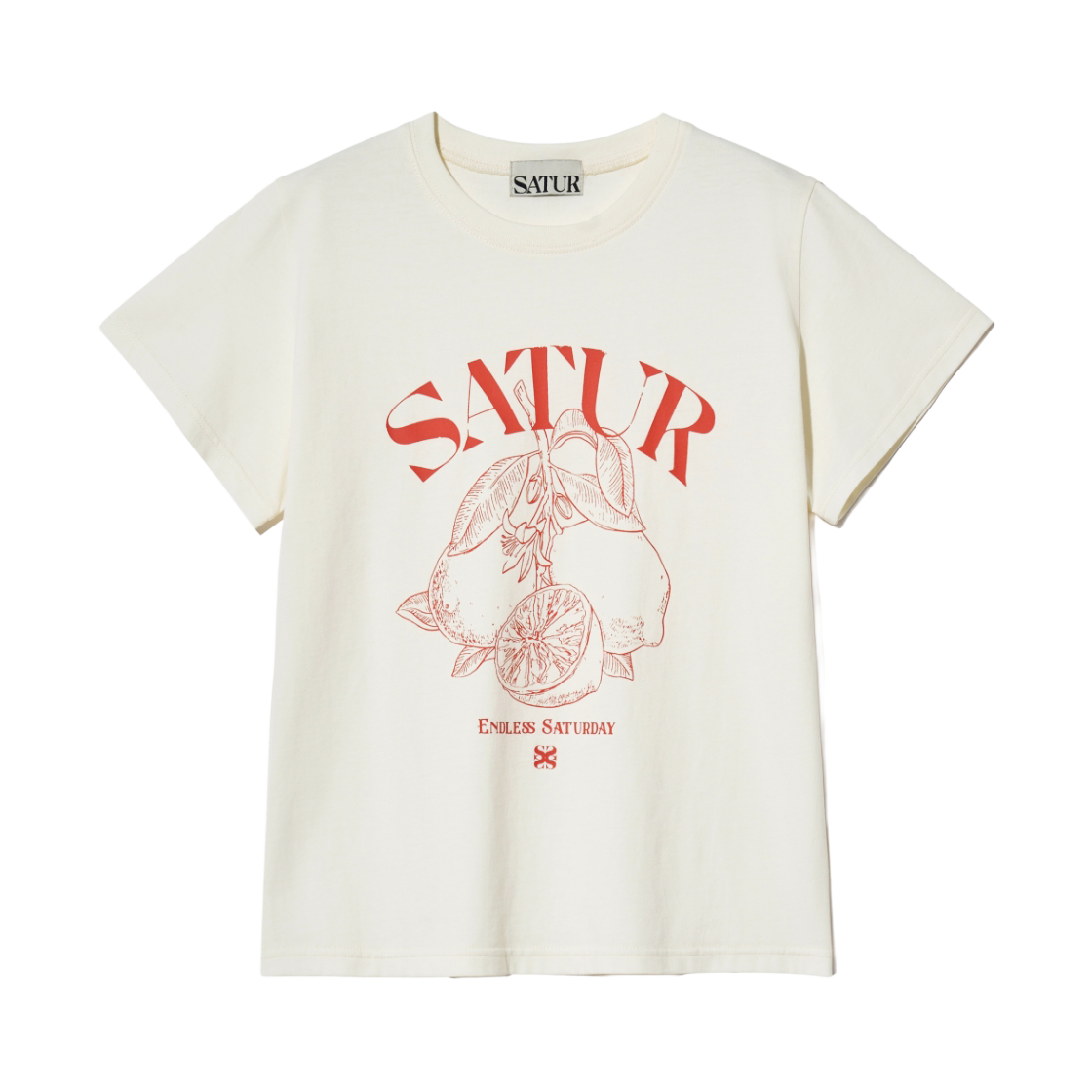 세터 우먼 카프리 시트론 드로잉 썸머 그래픽 반팔 티셔츠 크림 오렌지