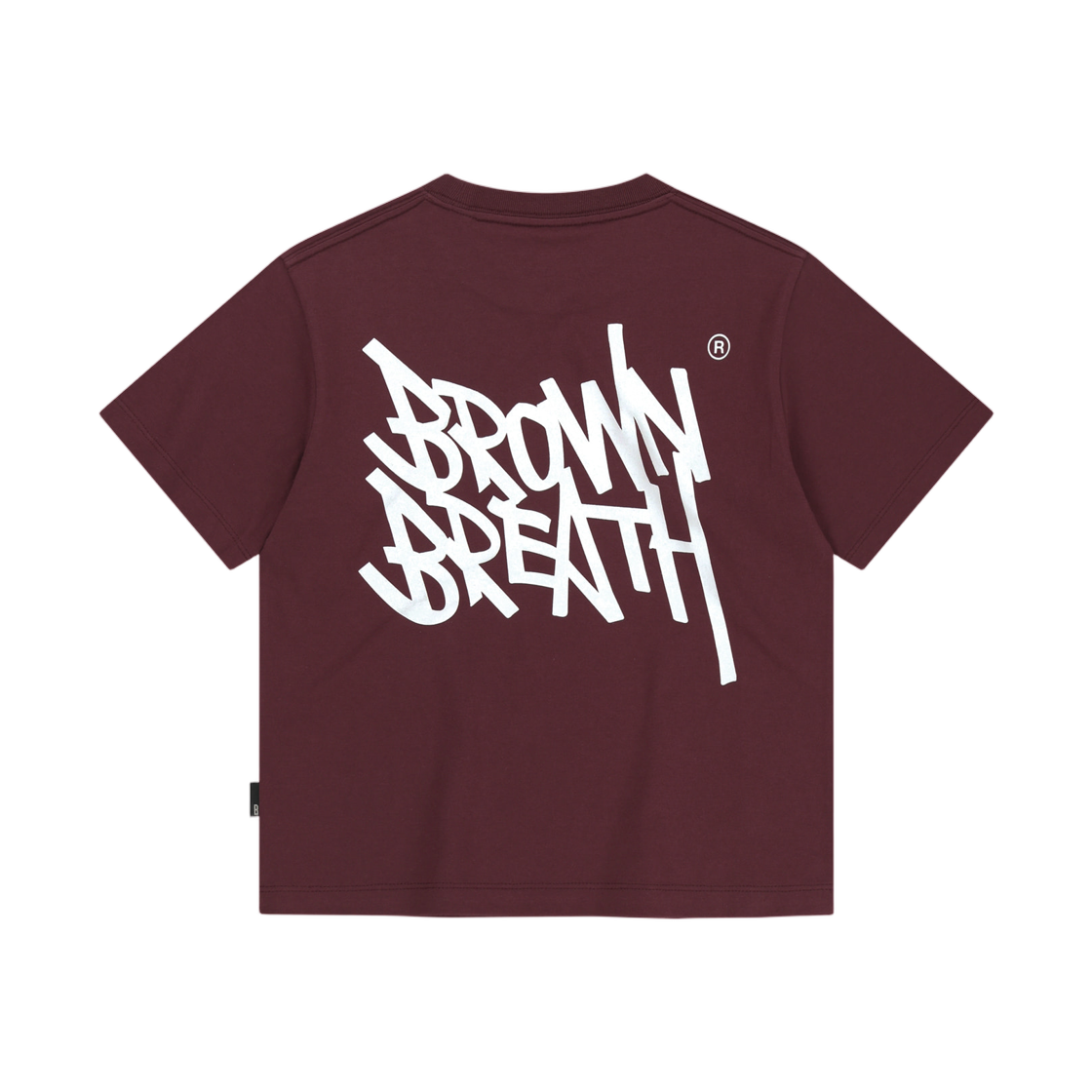 (W) 브라운브레스 태그 크롭 티셔츠 버건디((W) Brownbreath Tag Crop T-Shirt Burgundy)
