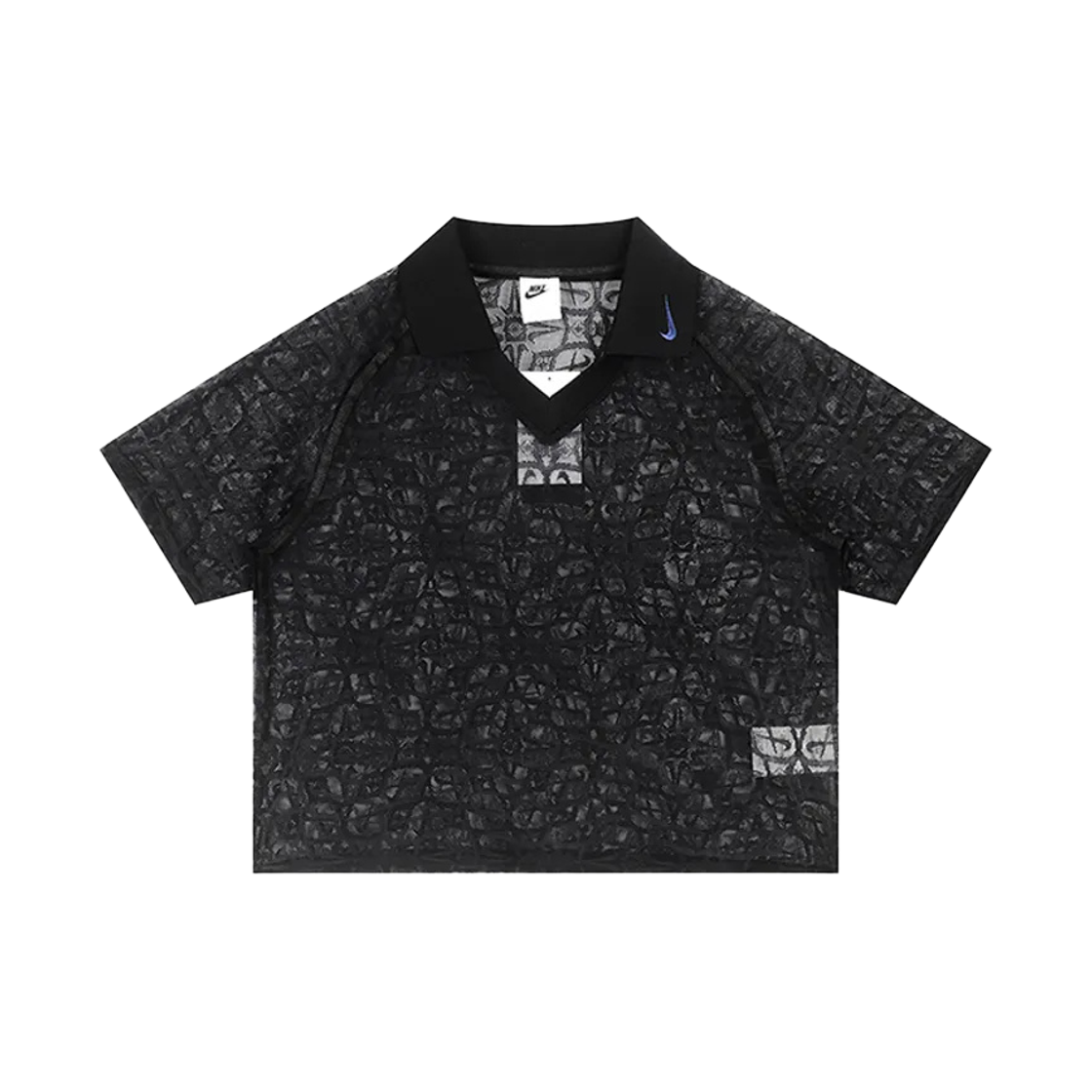 IF0521-010 (W) NIke NSW Loose Lace Polo Jersey Top Black White - Asia