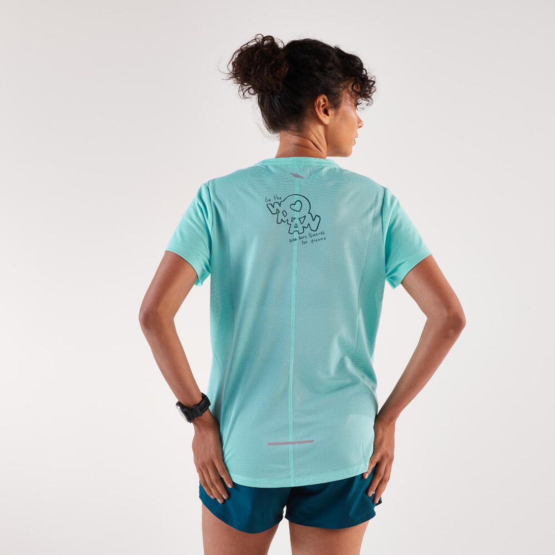 데카트론 여성 러닝 반팔 티 런 드라이 500 라군 블루(DECATHLON Women's Running Short-Sleeved T-Shirt Run Dry 500 Lagoon Blue) - 2
