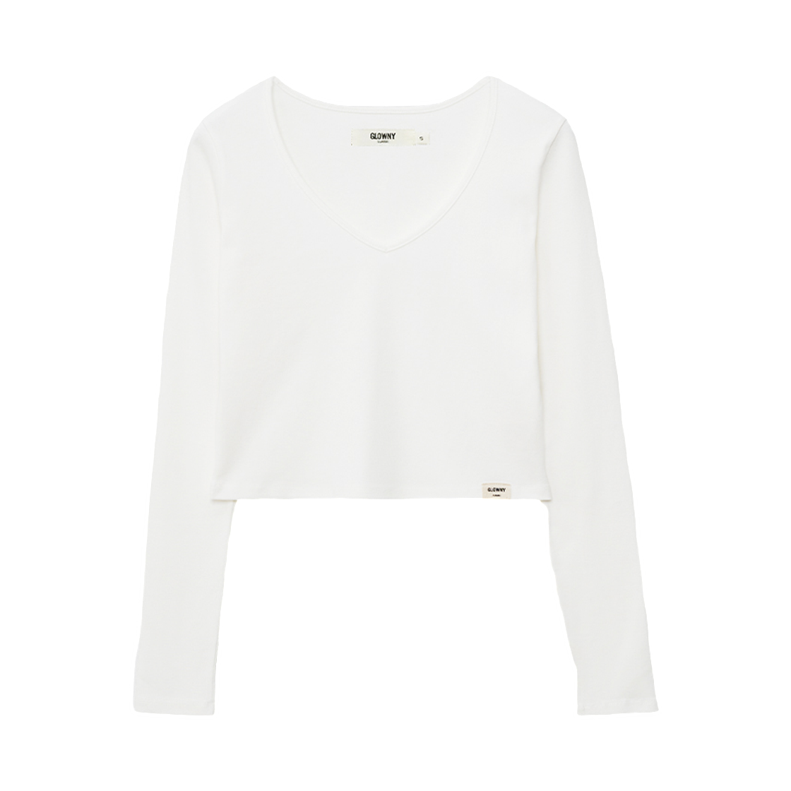 (W) 글로니 G 클래식 브이넥 롱슬리브 화이트((W) Glowny G Classic V-Neck Long Sleeve White)